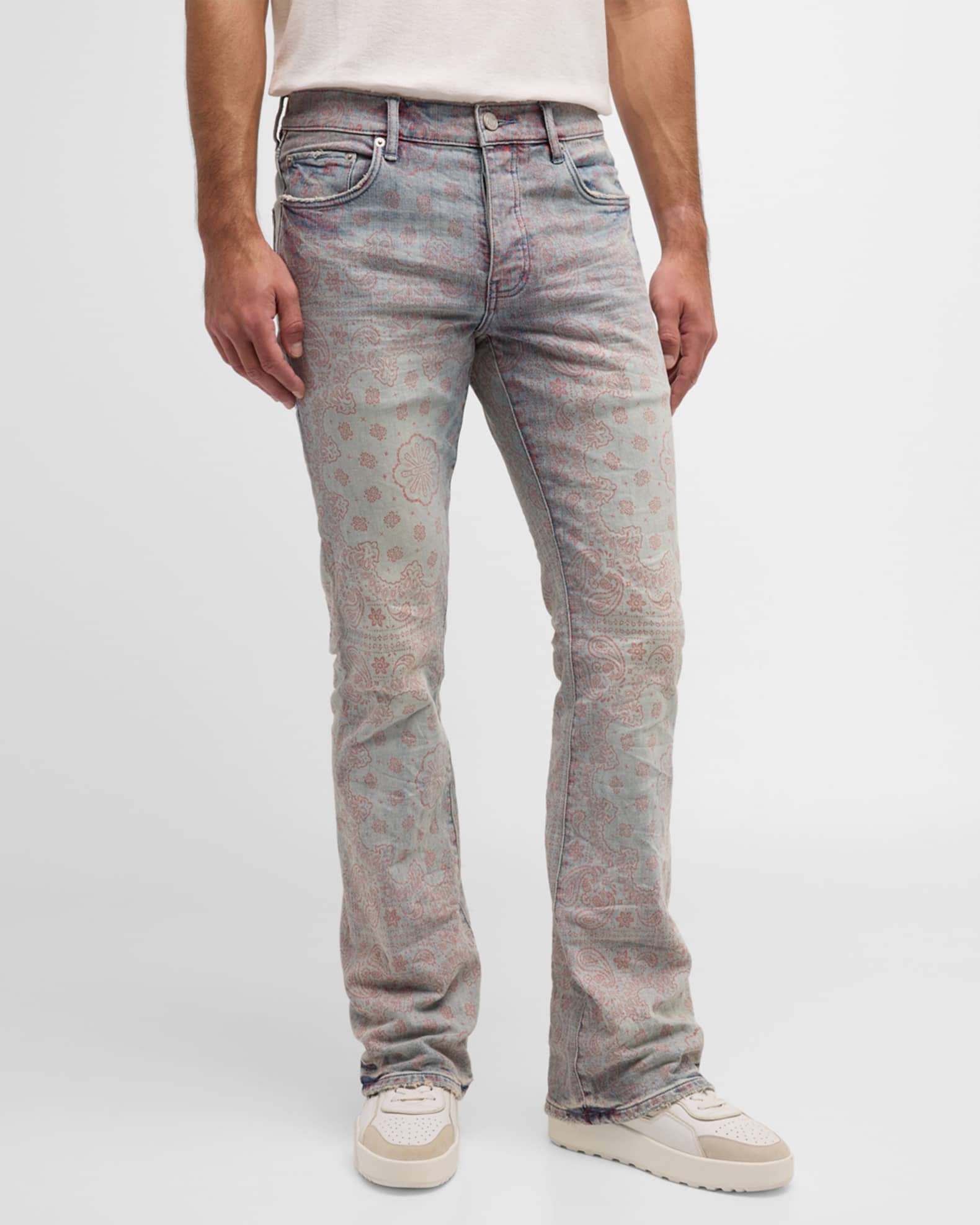 PURPLE Men's BandanaPrint Light Indigo Denim Jeans Neiman Marcus