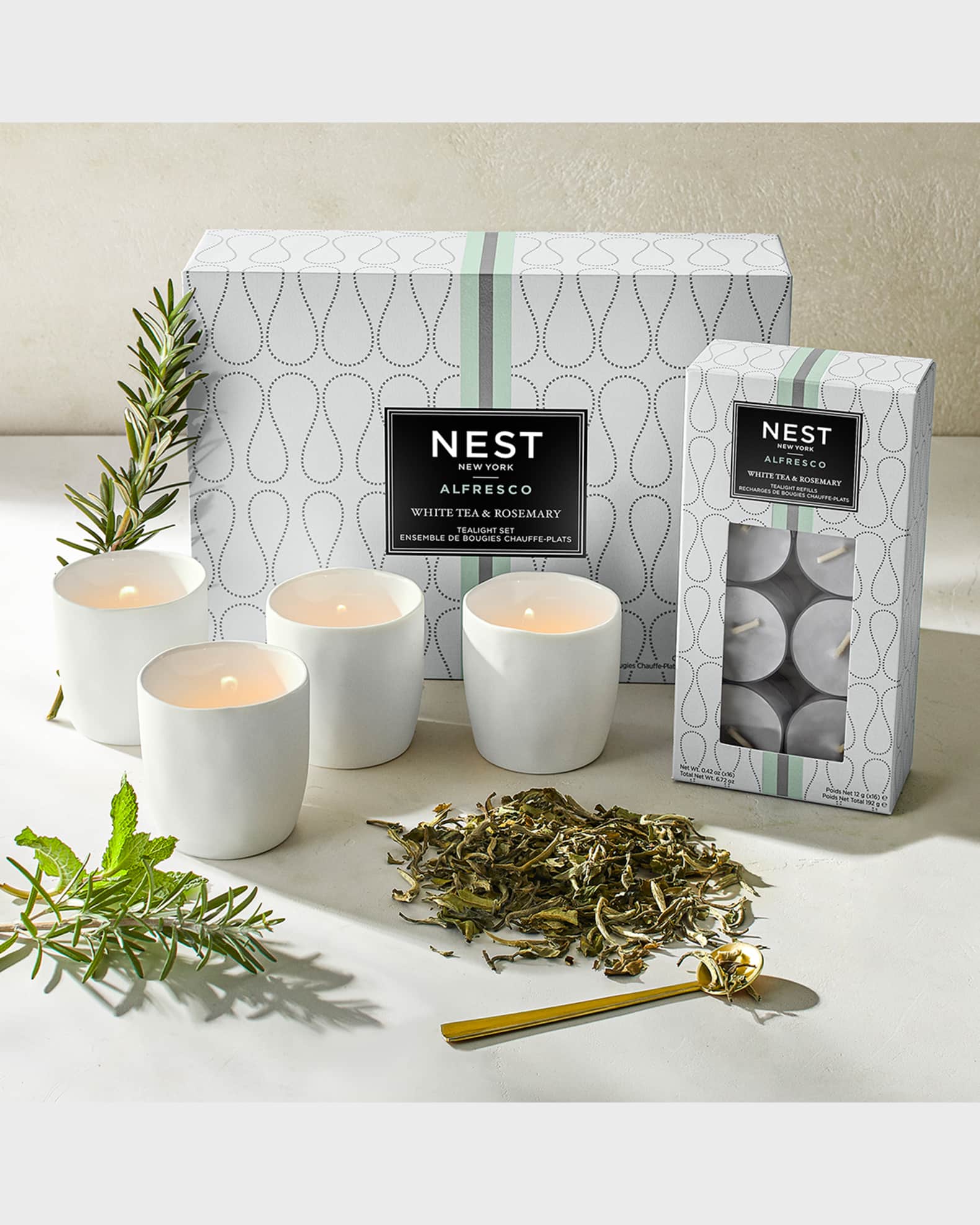 NEST New York White Tea and Rosemary Alfresco Tealights Set Neiman Marcus
