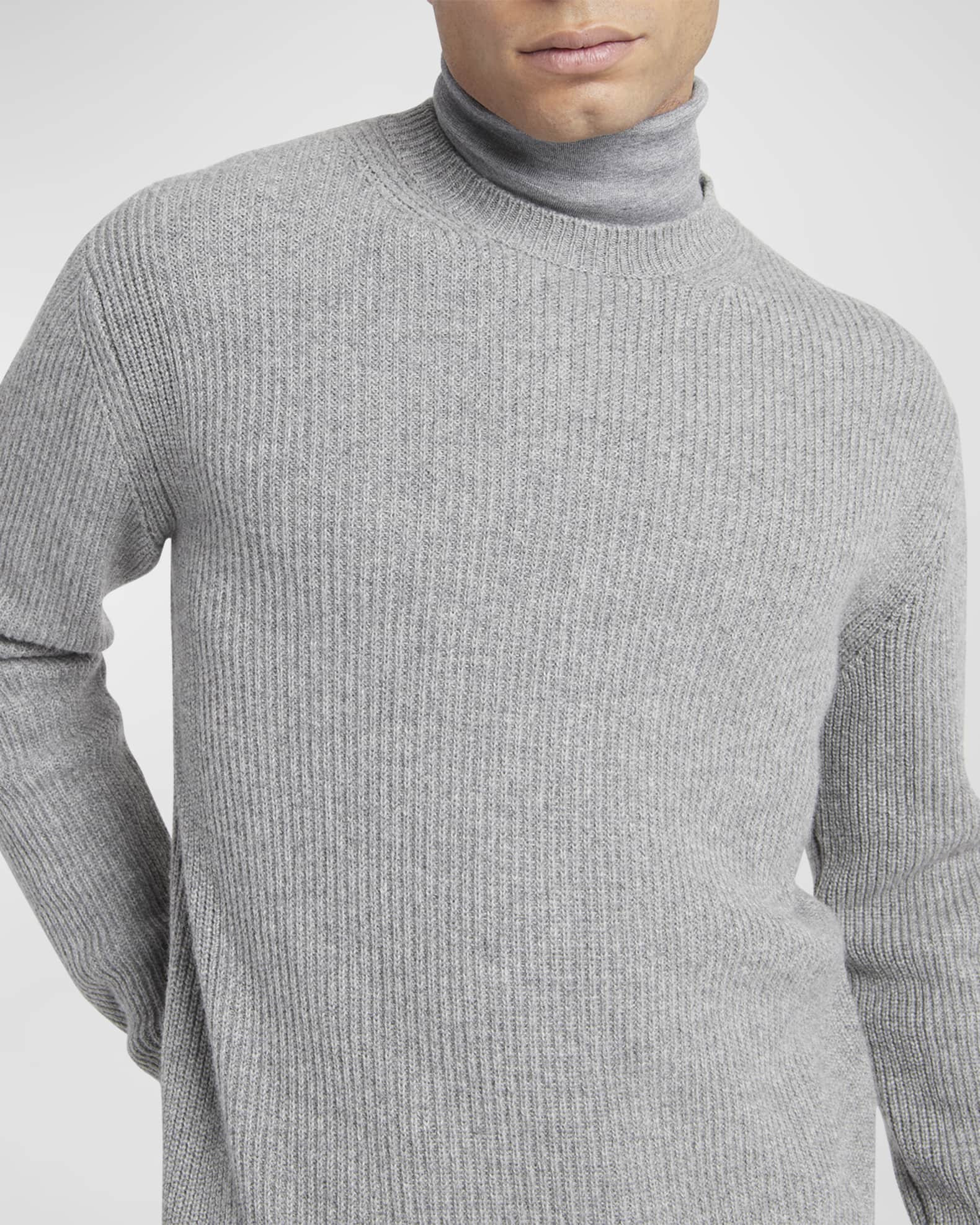 ZEGNA Men's Cashmere Rib Crewneck Sweater Neiman Marcus