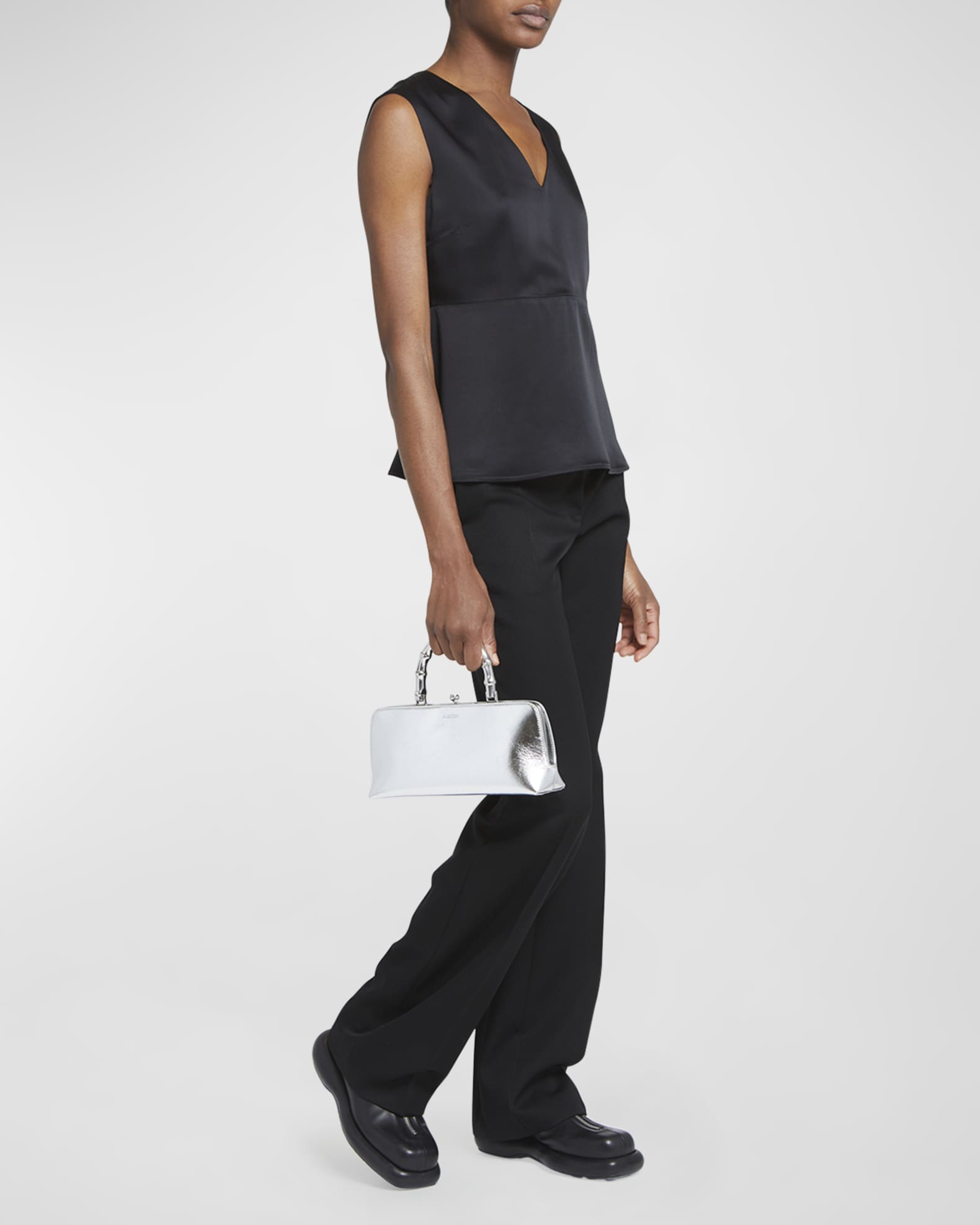 Jil Sander Goji Small Metallic Leather Top Handle Bag Neiman Marcus