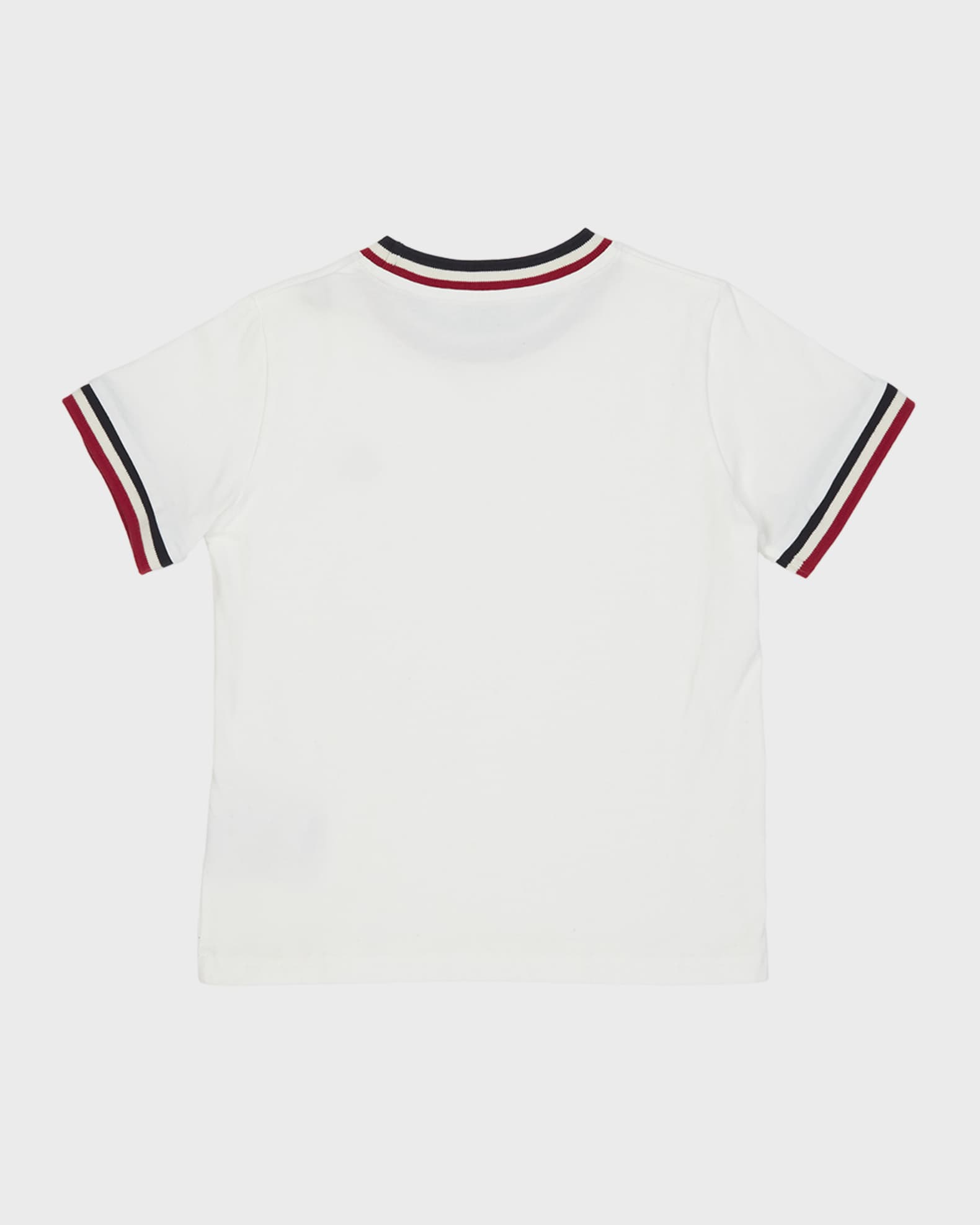 Boy's Logo Patch Striped Trim T-Shirt 1