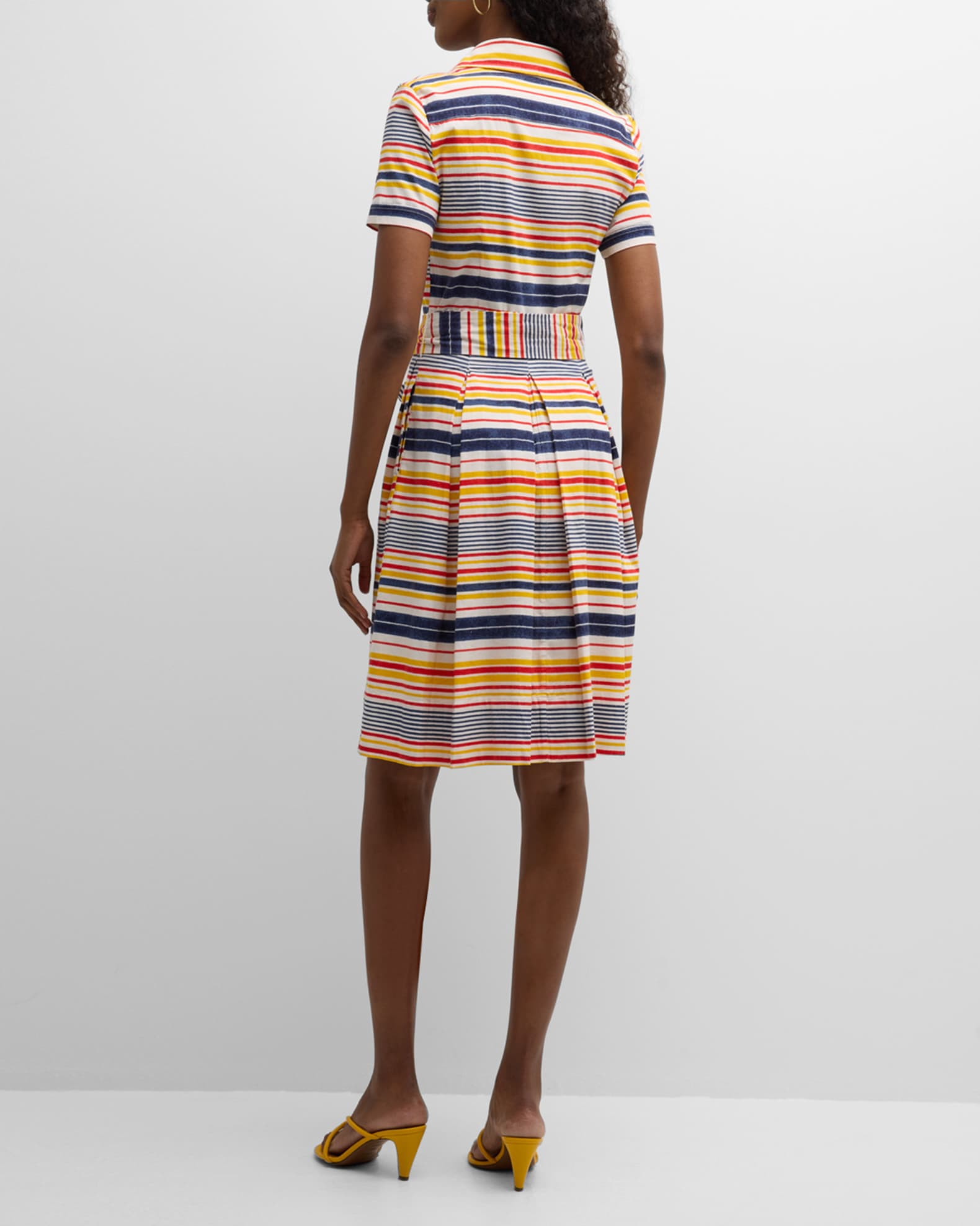 Frances Valentine Bella Pleated Striped Midi Shirtdress | Neiman Marcus