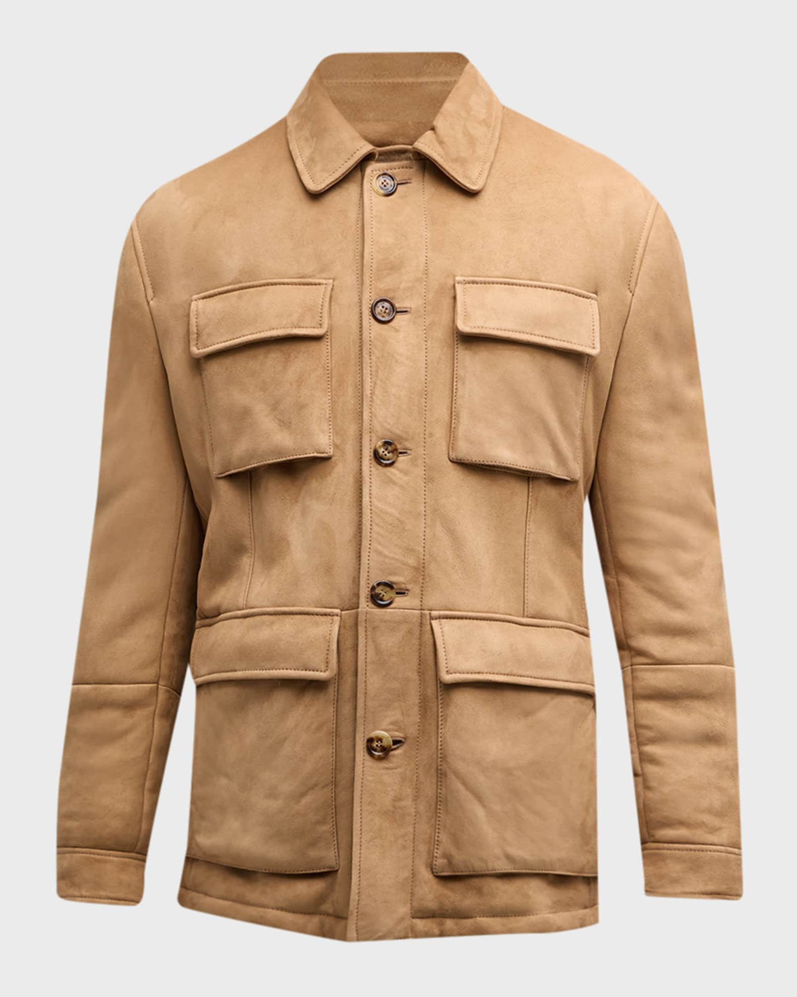 Brunello Cucinelli Men's Shearling-Lined Suede Field Jacket