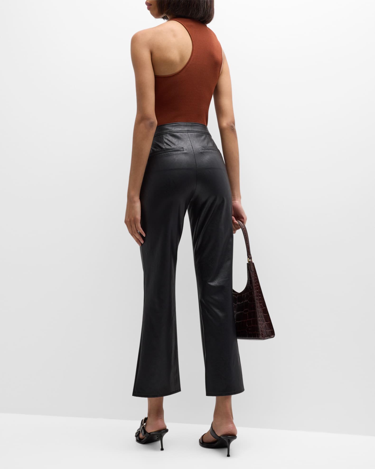 PAIGE Mesa Cropped Faux-Leather Pants | Neiman Marcus