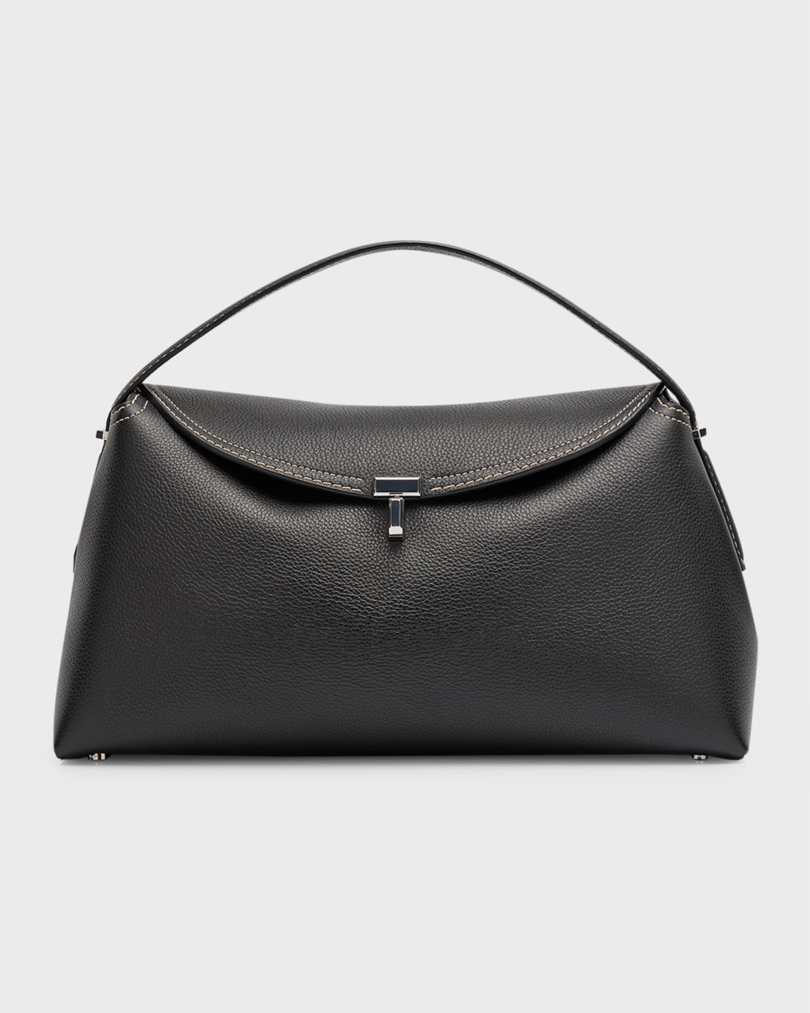 T Lock Top Handle Bag Toteme Leather Black