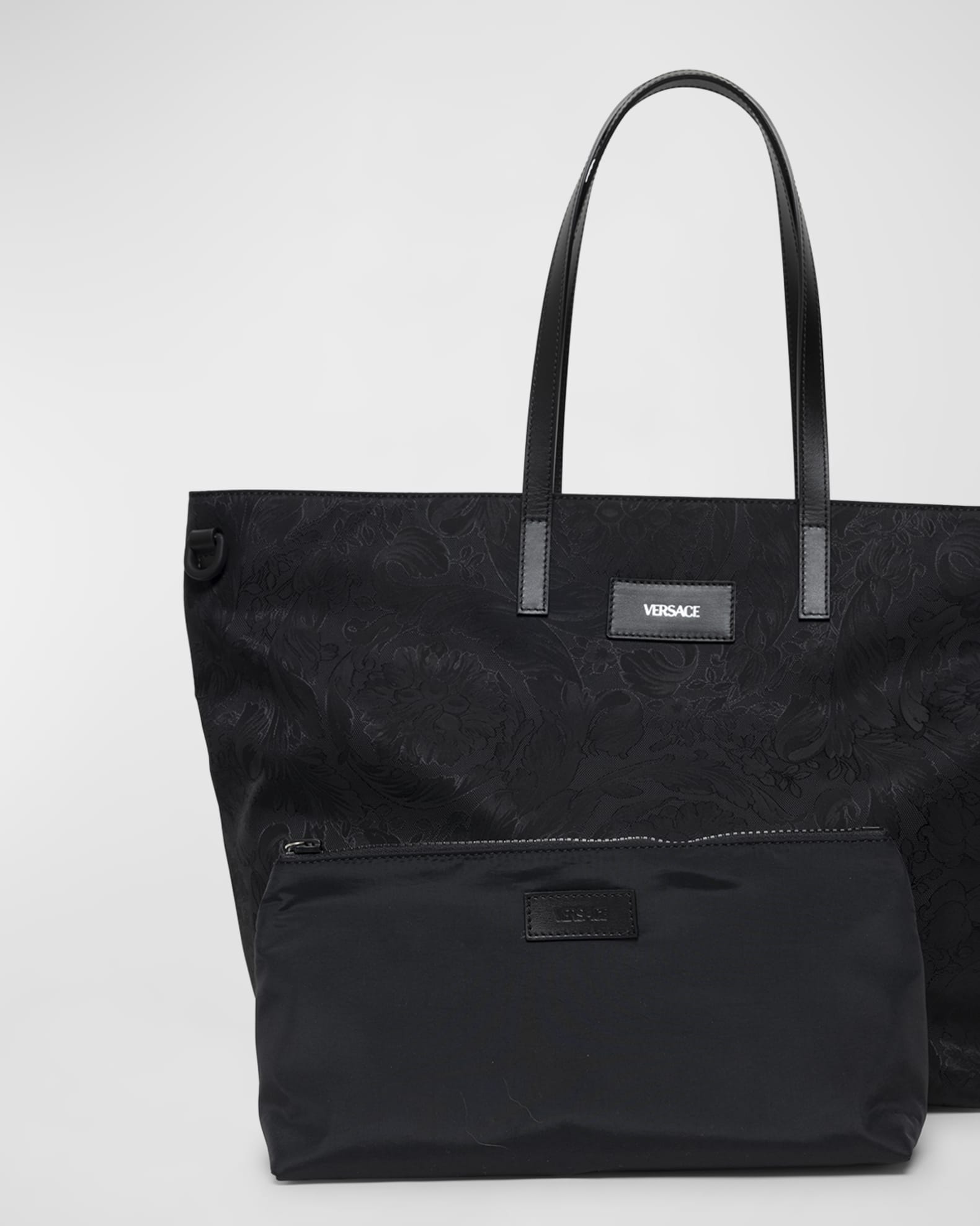 Versace LogoPrint Calf Leather Diaper Bag Neiman Marcus