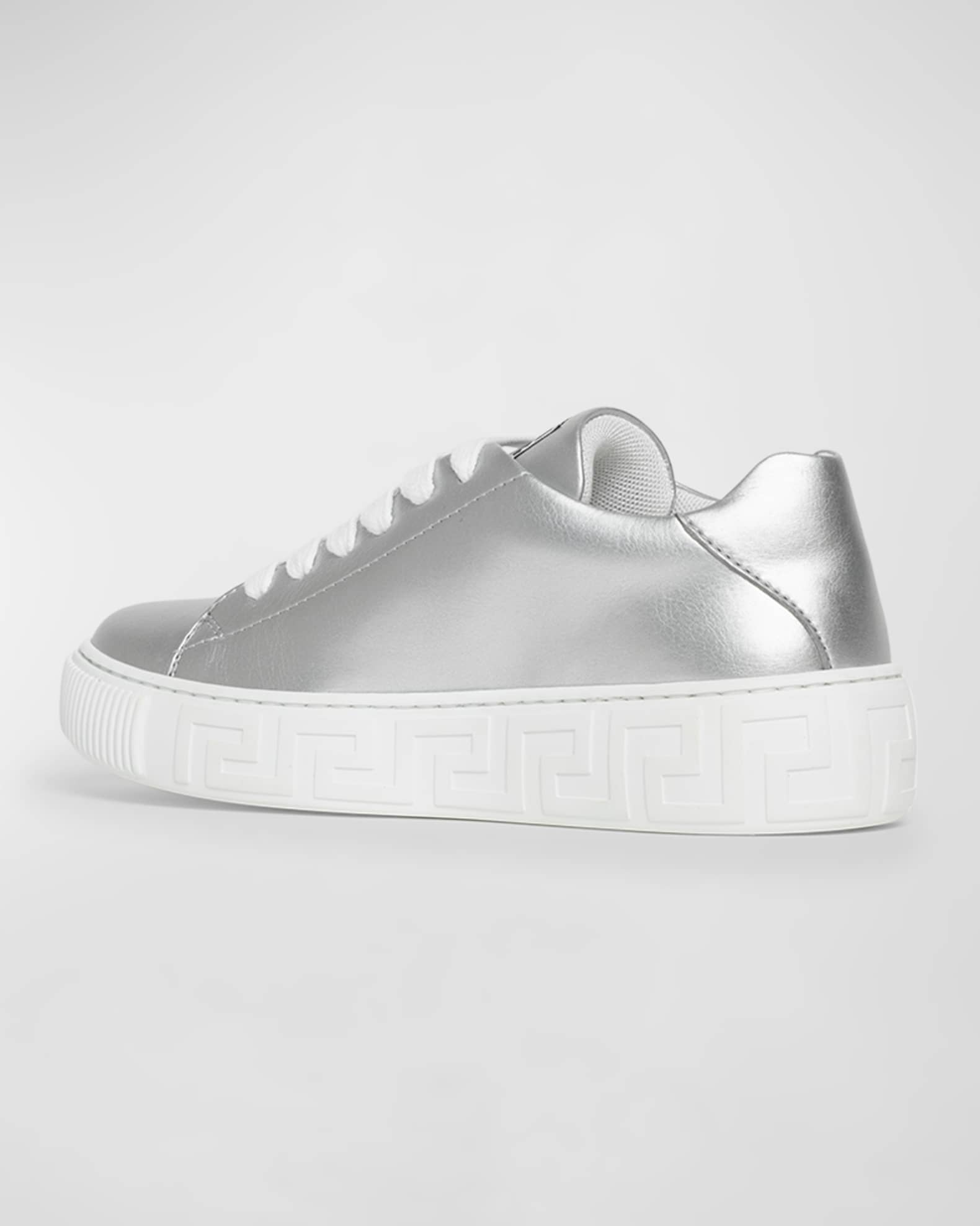 Versace Kid's GrecaEmbossed LogoPrint Faux Leather Sneakers, Kids
