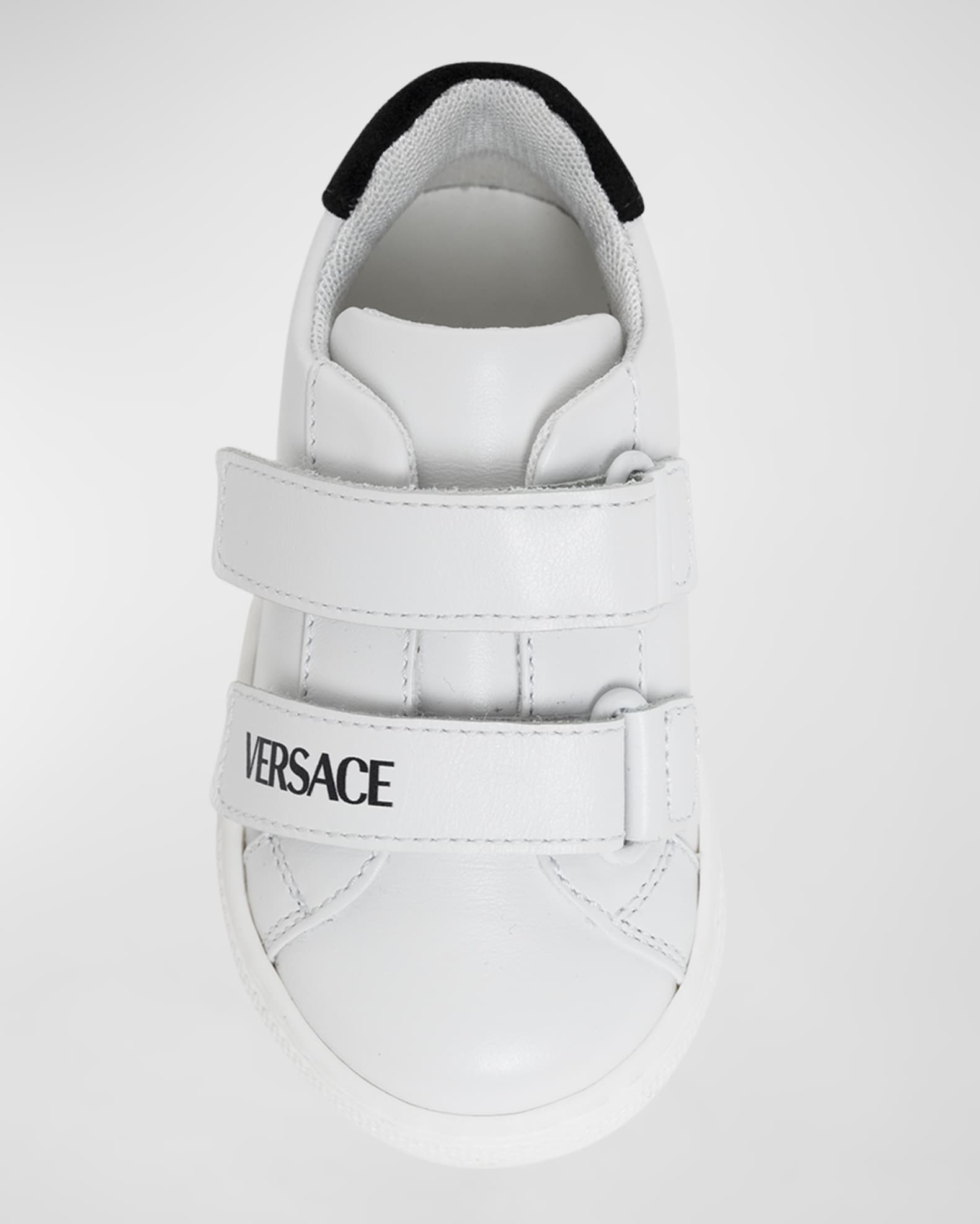 Versace Boy s Grip Strap Calf Leather Sneakers Baby Toddlers Neiman Marcus