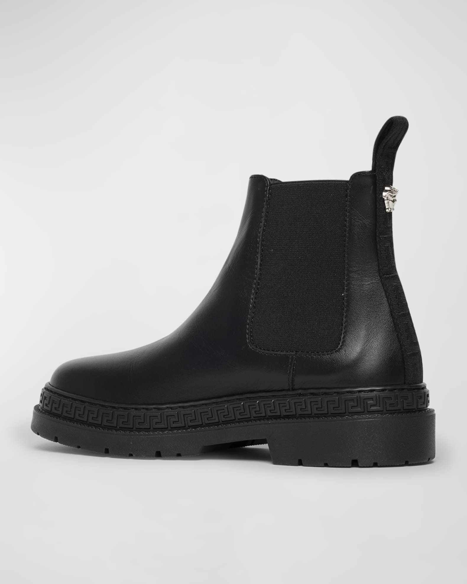 Versace Little Kid s Kid s Chelsea Leather Boots Black Size 13 Child