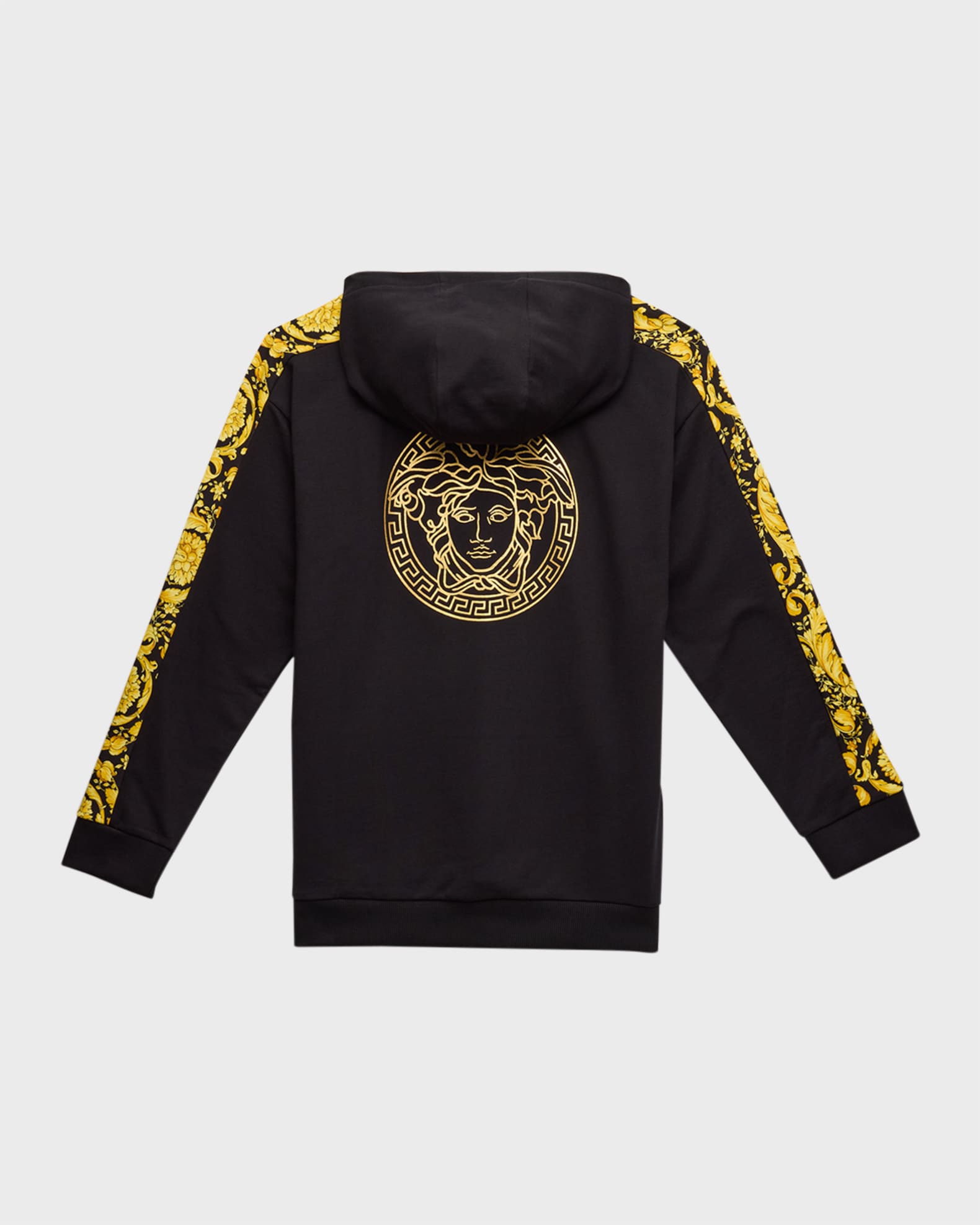 Versace - Black & Gold Cotton Barocco Print Hoodie