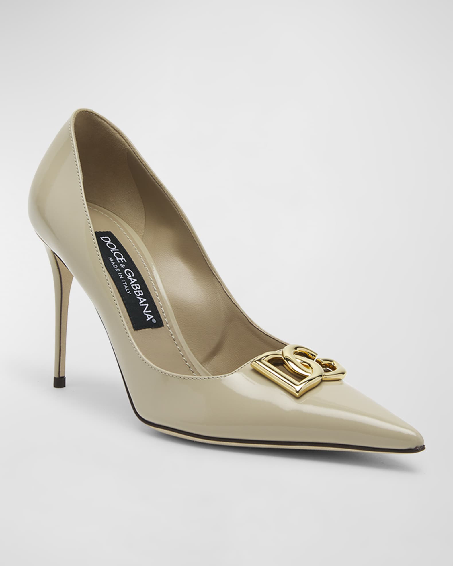 Dolce&Gabbana DG Medallion Patent Stiletto Pumps | Neiman Marcus
