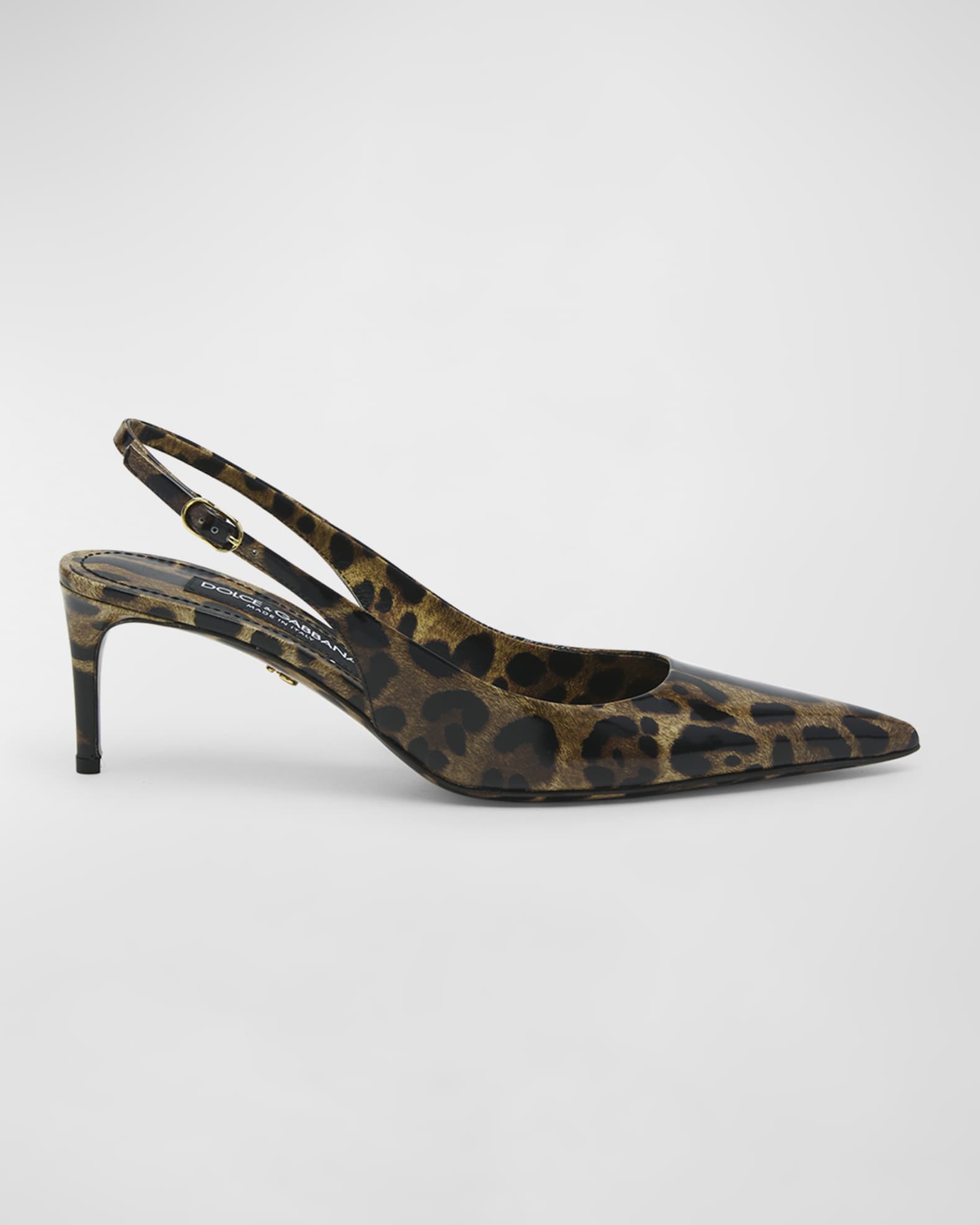Animal Print Patent Slingback Pumps