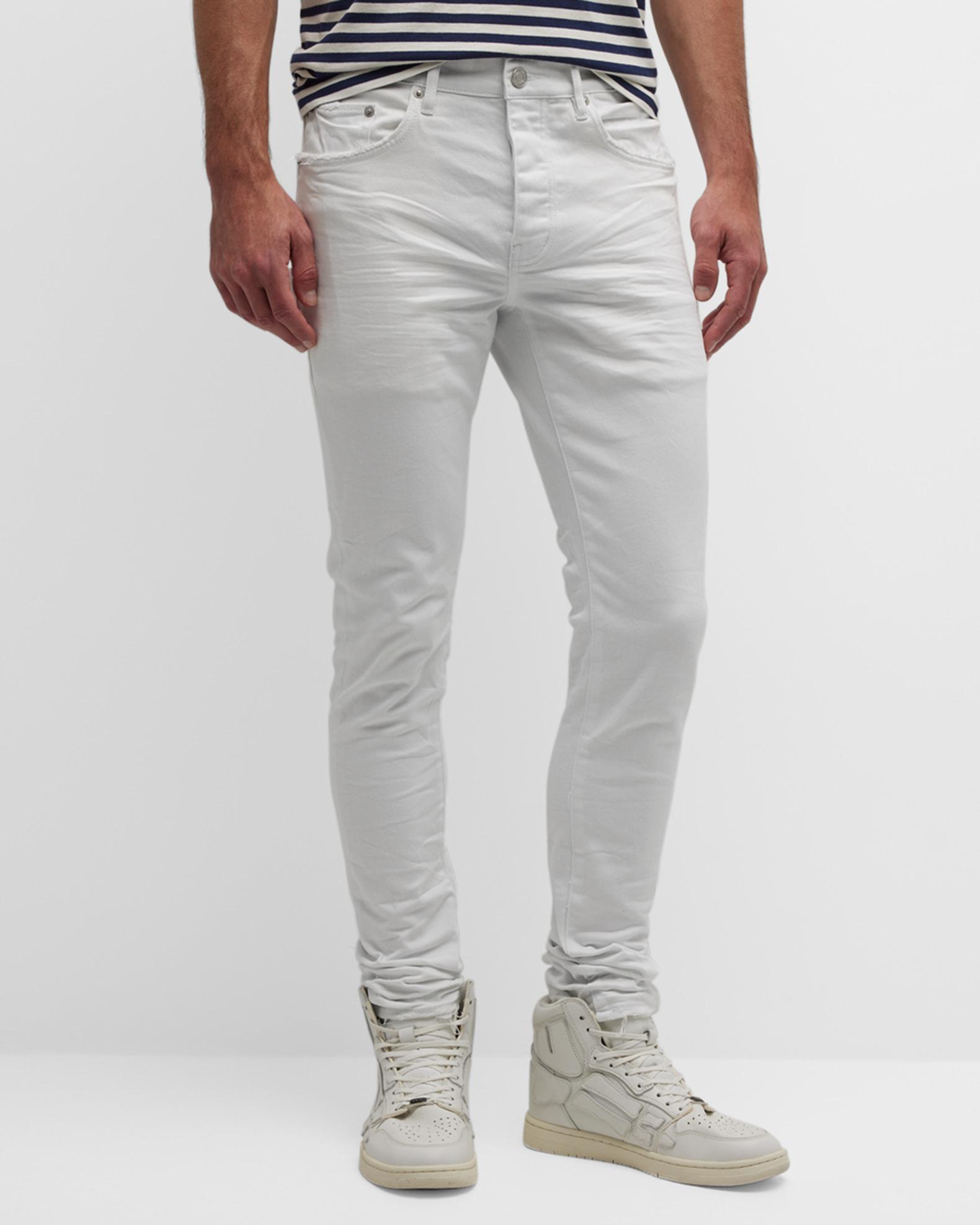 PURPLE Men's P001 Optic White Skinny Jeans | Neiman Marcus