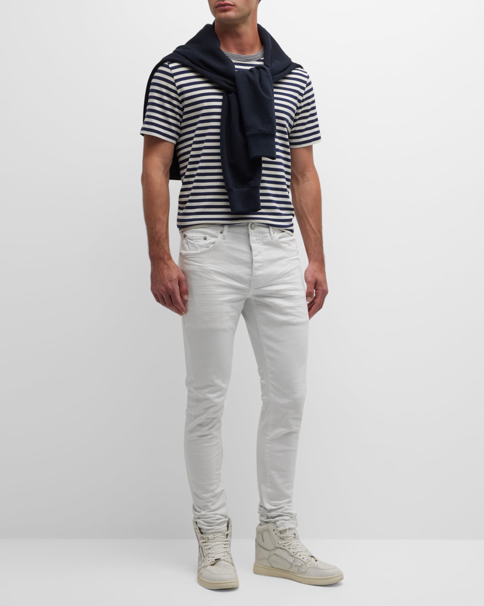 PURPLE Men's P001 Optic White Skinny Jeans | Neiman Marcus
