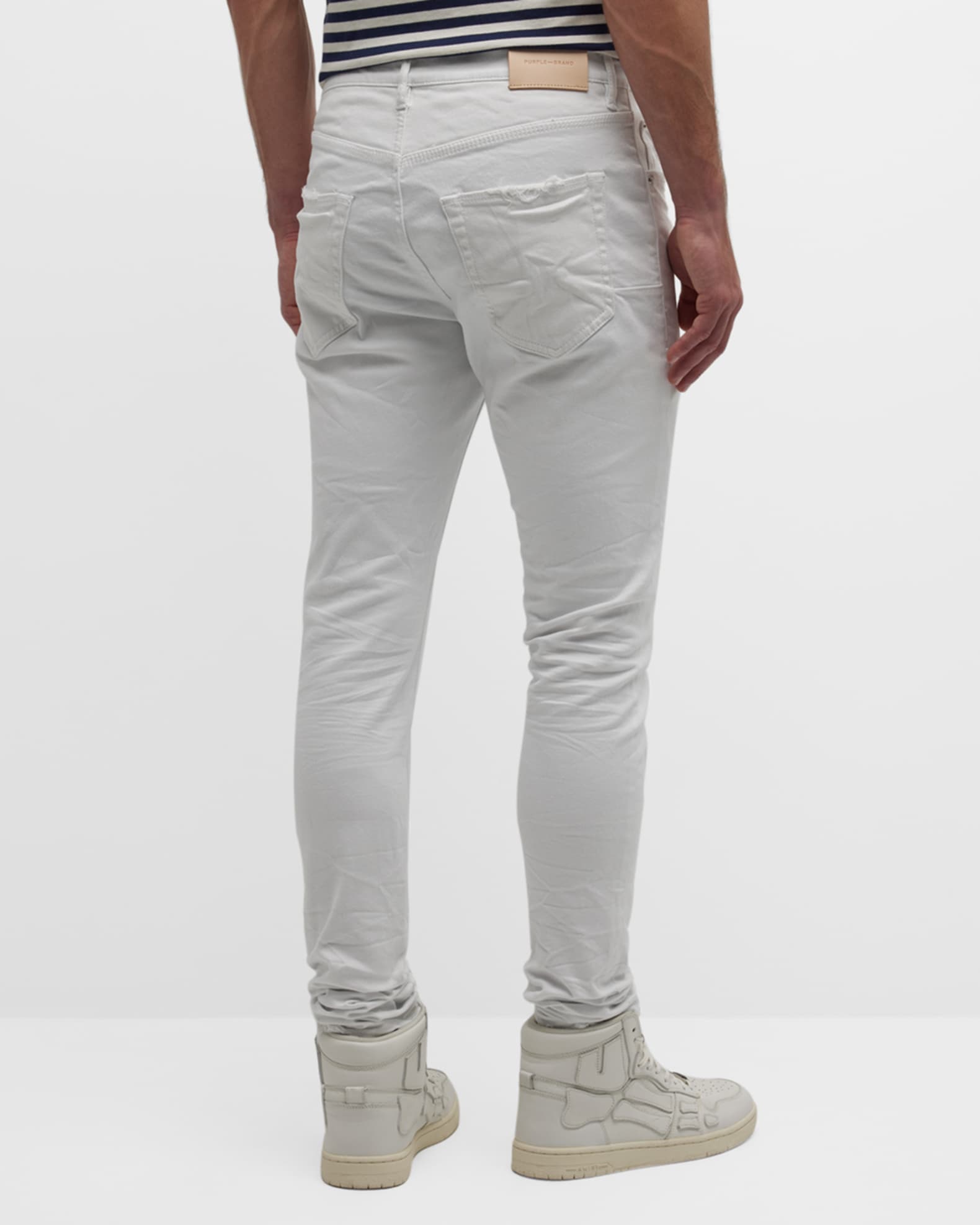 PURPLE Men's P001 Optic White Skinny Jeans | Neiman Marcus