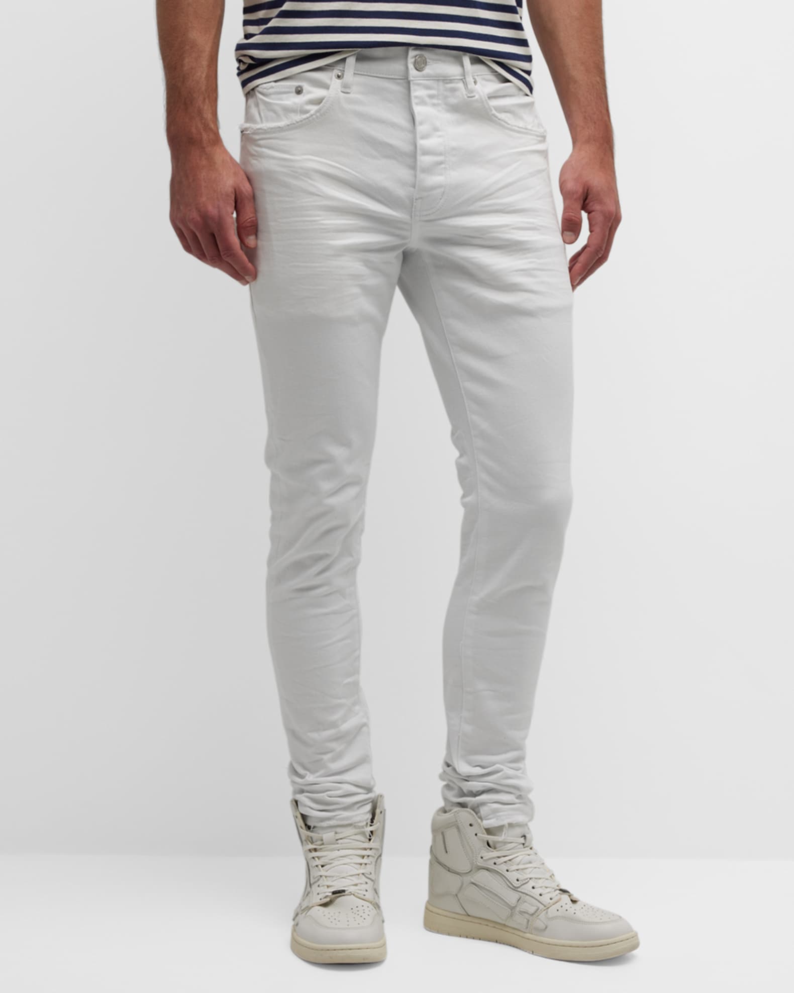 Purple Men's Tuffetage Monogram Skinny Jeans White