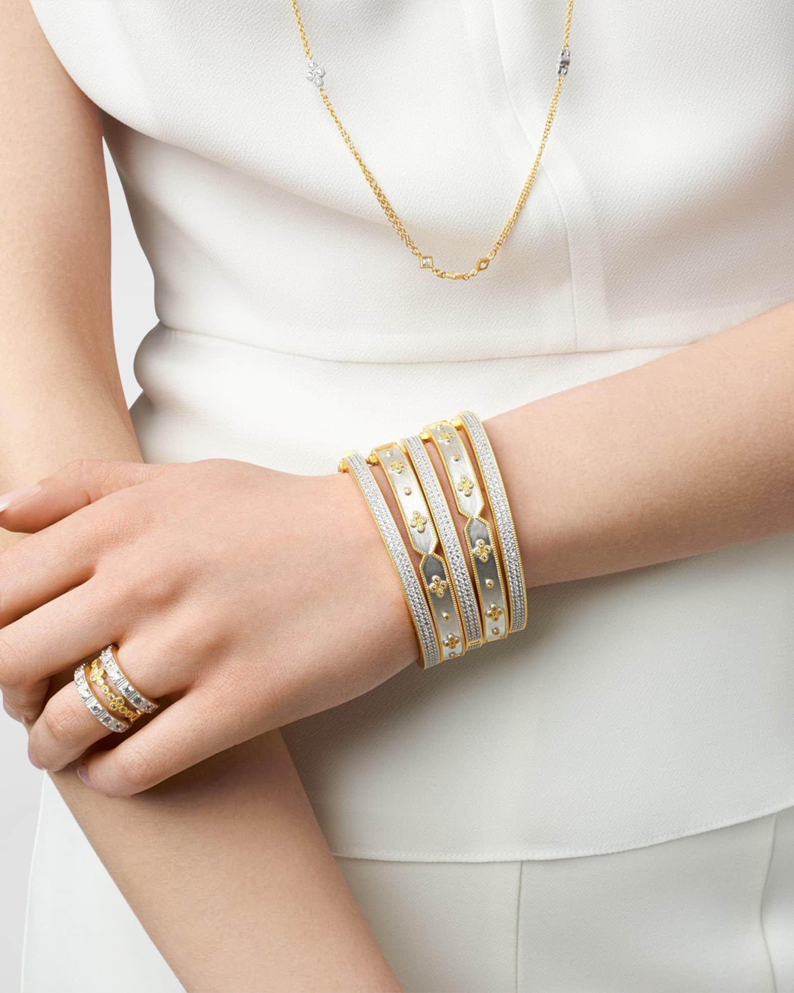 Freida Rothman Clover Station Hinge Bangle - Gold main image 0
