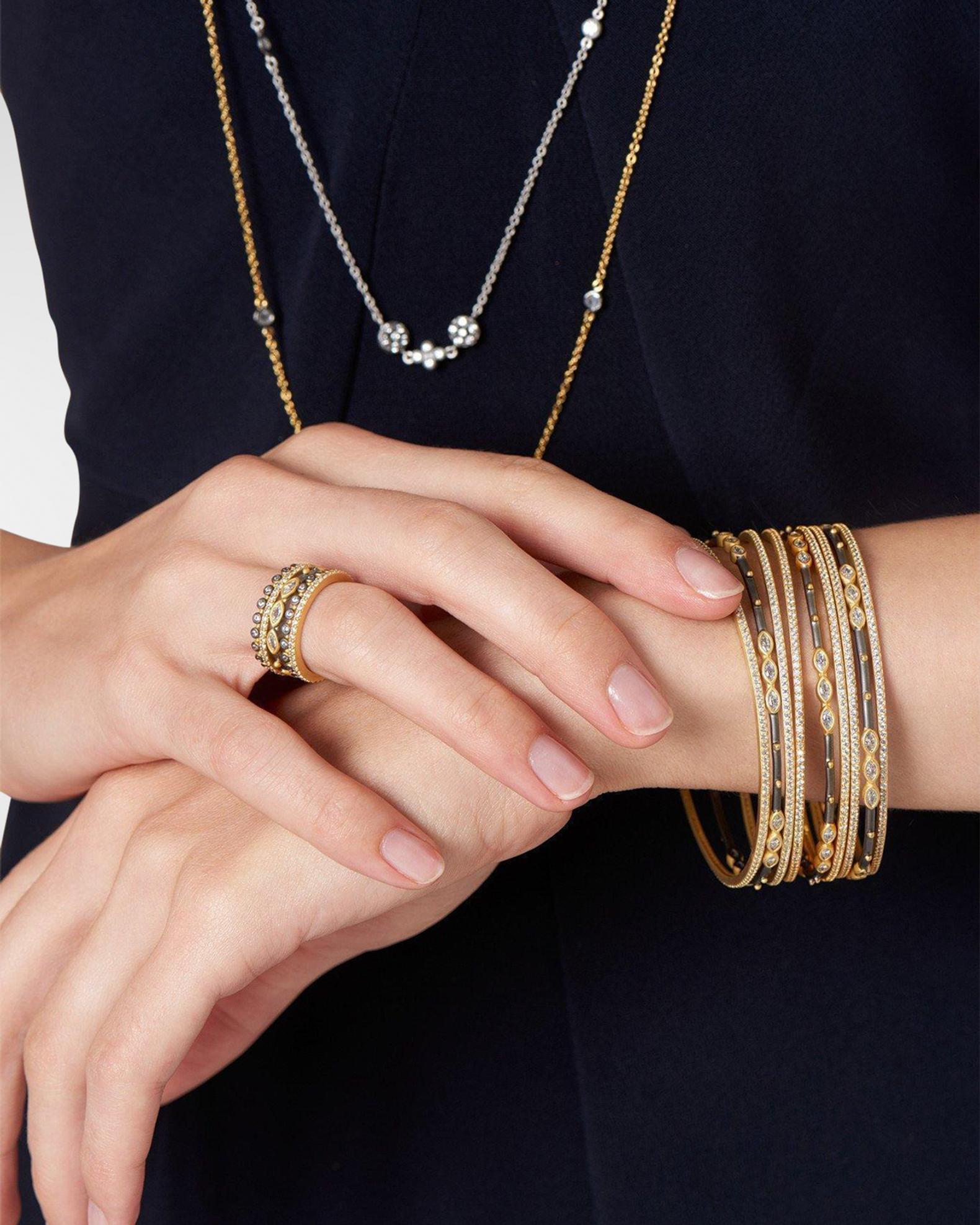 Freida Rothman Signature Marquise Station 3-Stack Bangle | Neiman Marcus