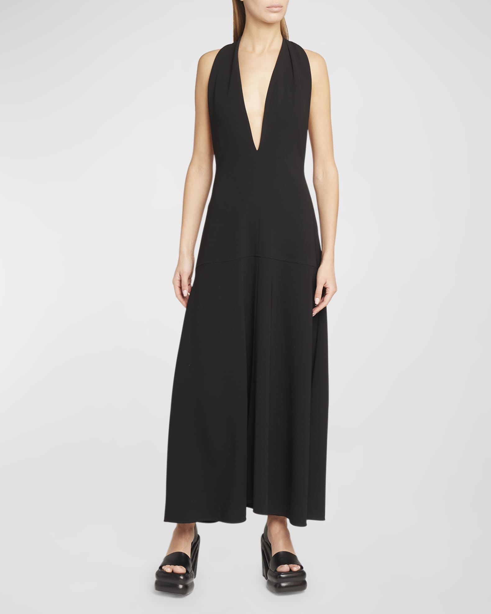Matte Viscose Crepe Twist-Back Maxi Dress 1
