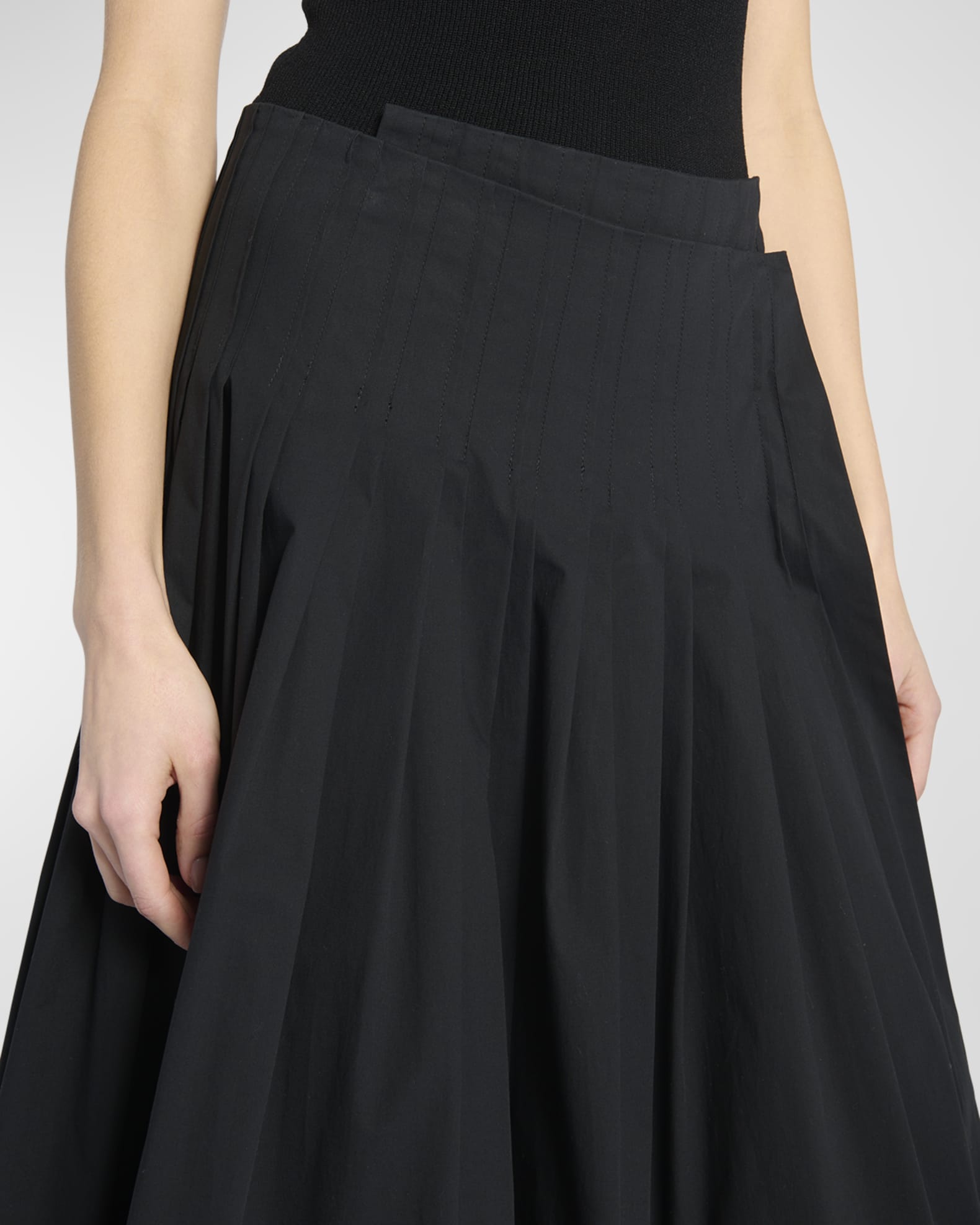 Proenza Schouler Eco Poplin Pleated Wrap Midi Skirt | Neiman Marcus