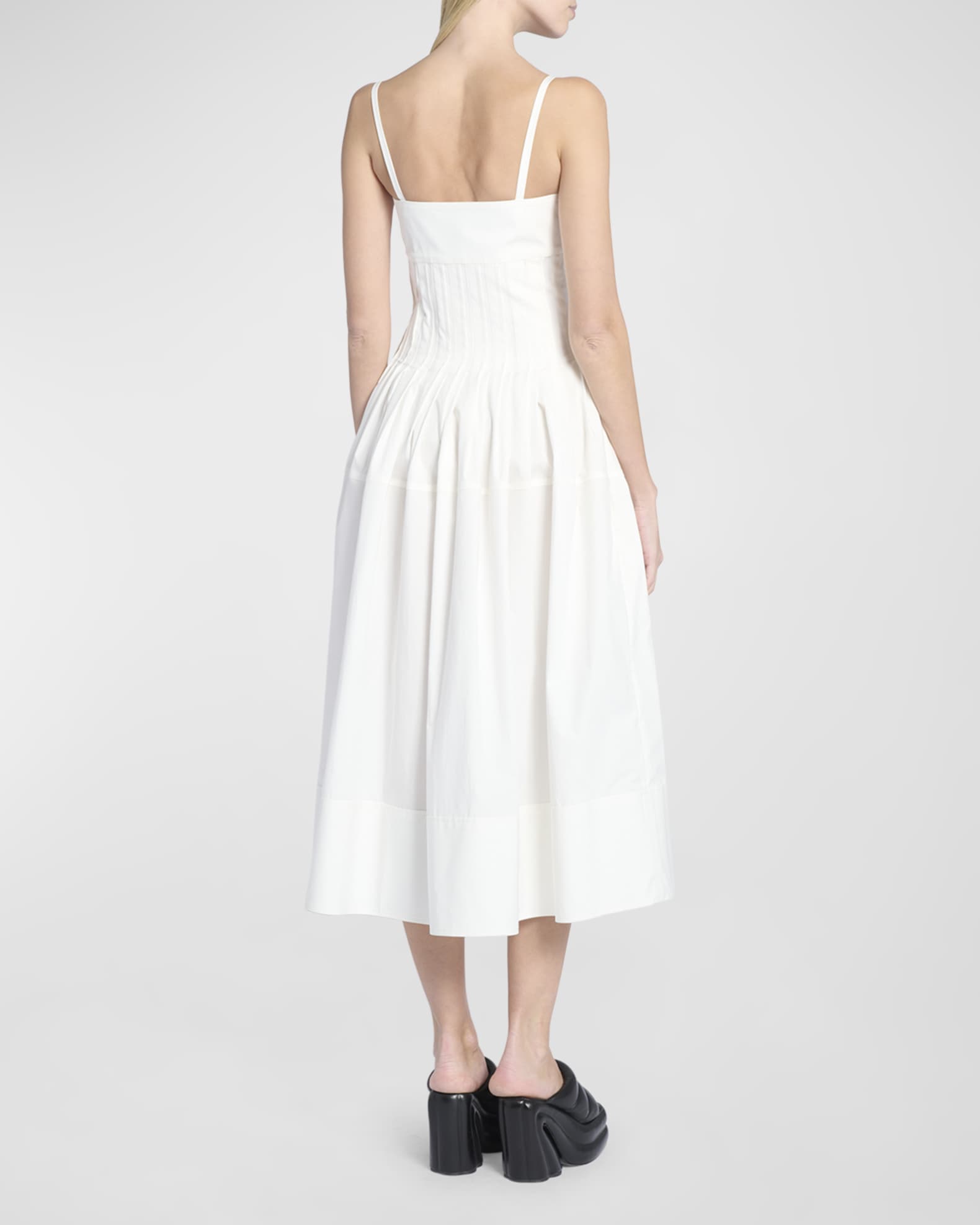 Proenza Schouler Eco Poplin Pleated Midi Dress | Neiman Marcus