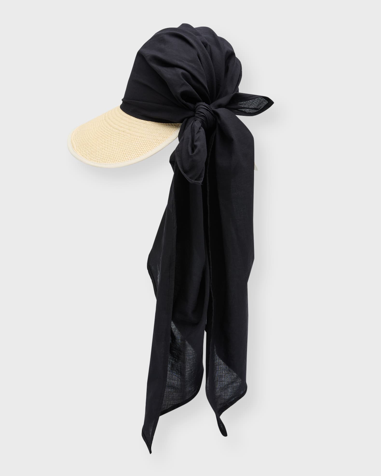 Sensi Studio Straw Visor With Scarf Neiman Marcus