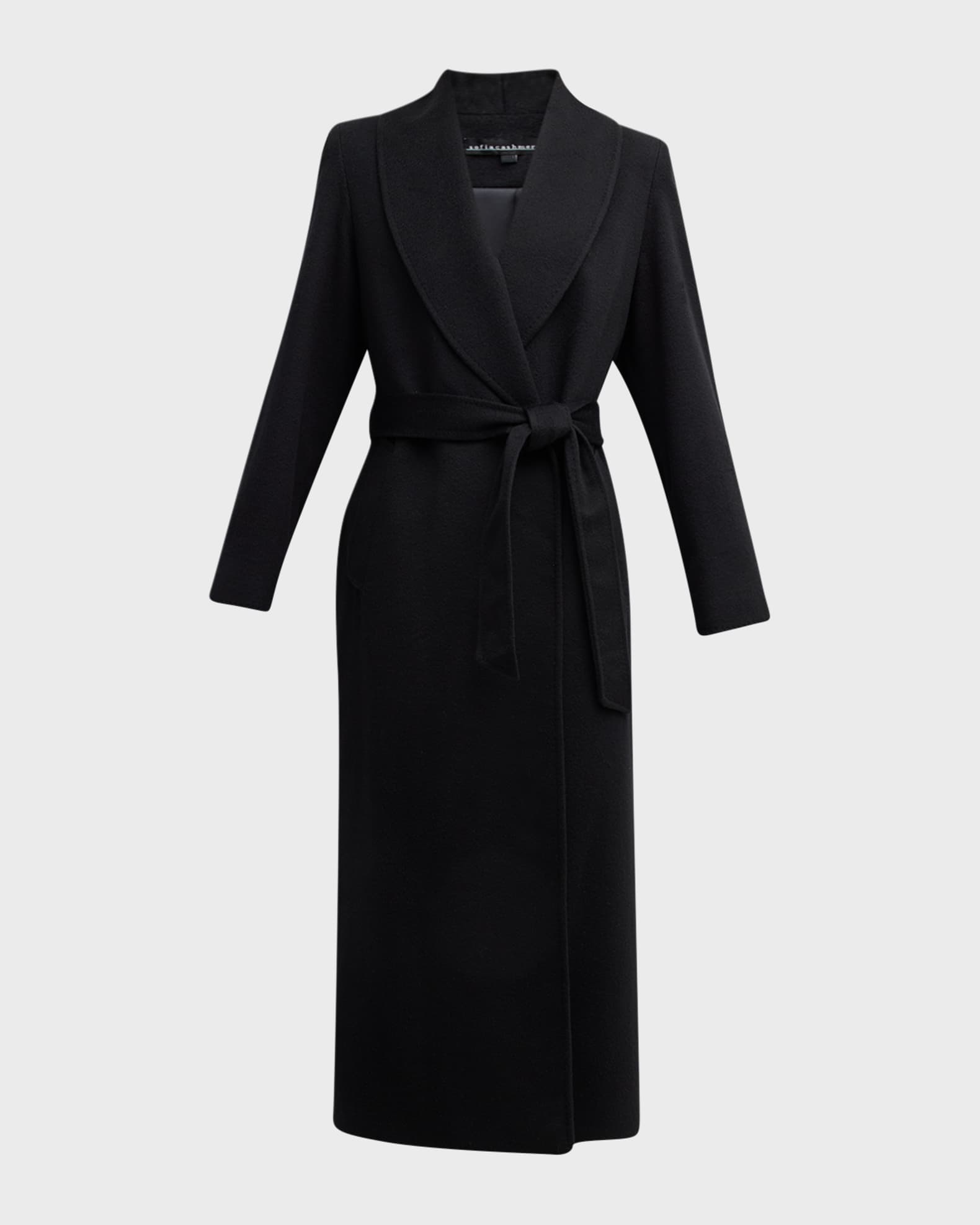 Sofia Cashmere Cashmere Belted Wrap Coat with Pick-Stitched Detail ...