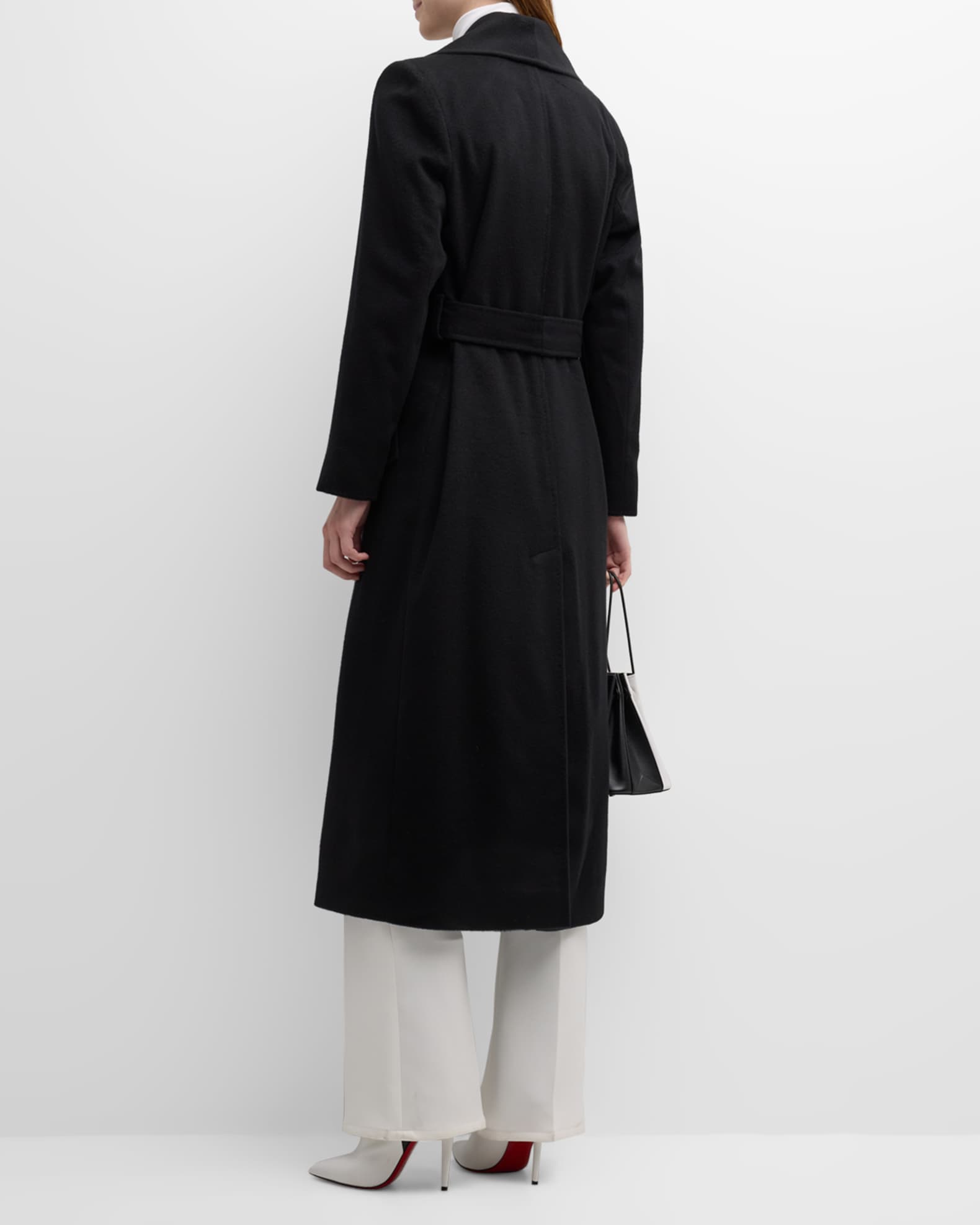 Sofia Cashmere Cashmere Belted Wrap Coat with Pick-Stitched Detail ...