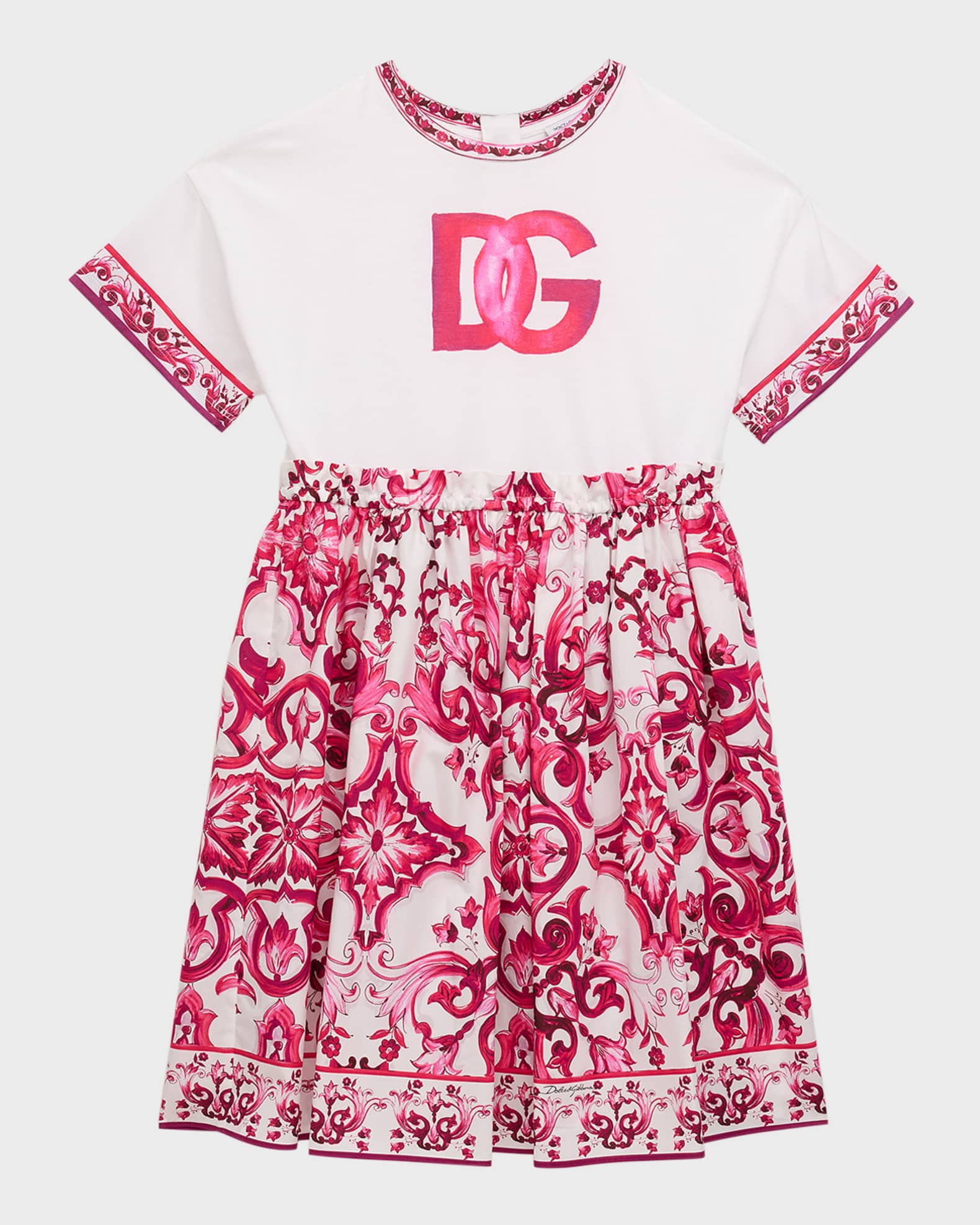 Girl's Maiolica-Print Combo Dress, Size 8-12 0