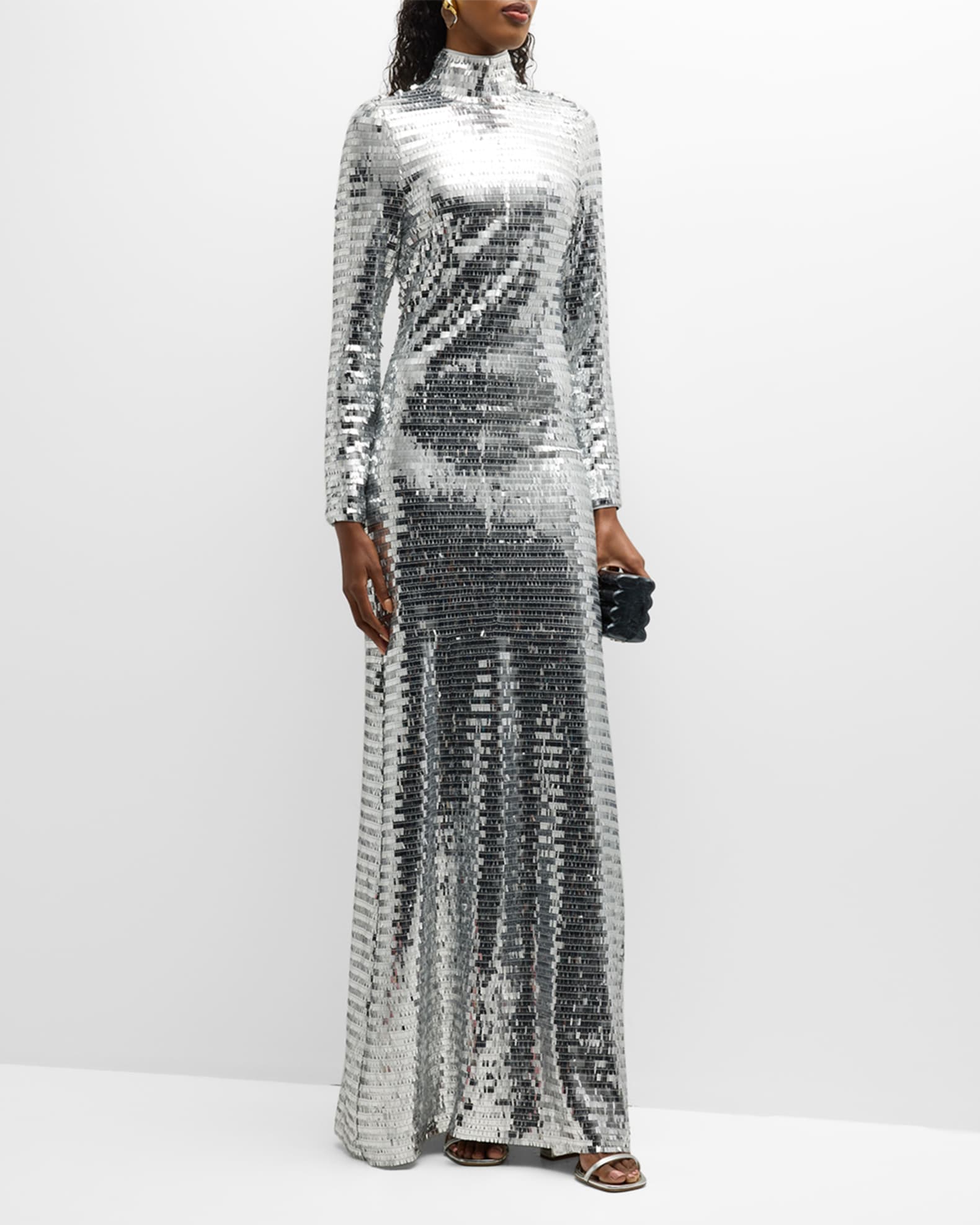 Simon Miller Sequin Sculpty High-Collar Maxi Dress | Neiman Marcus