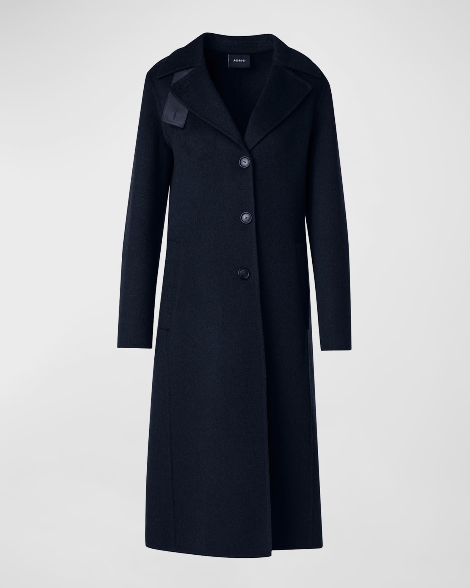 Leather Collar Cashmere Coat 0