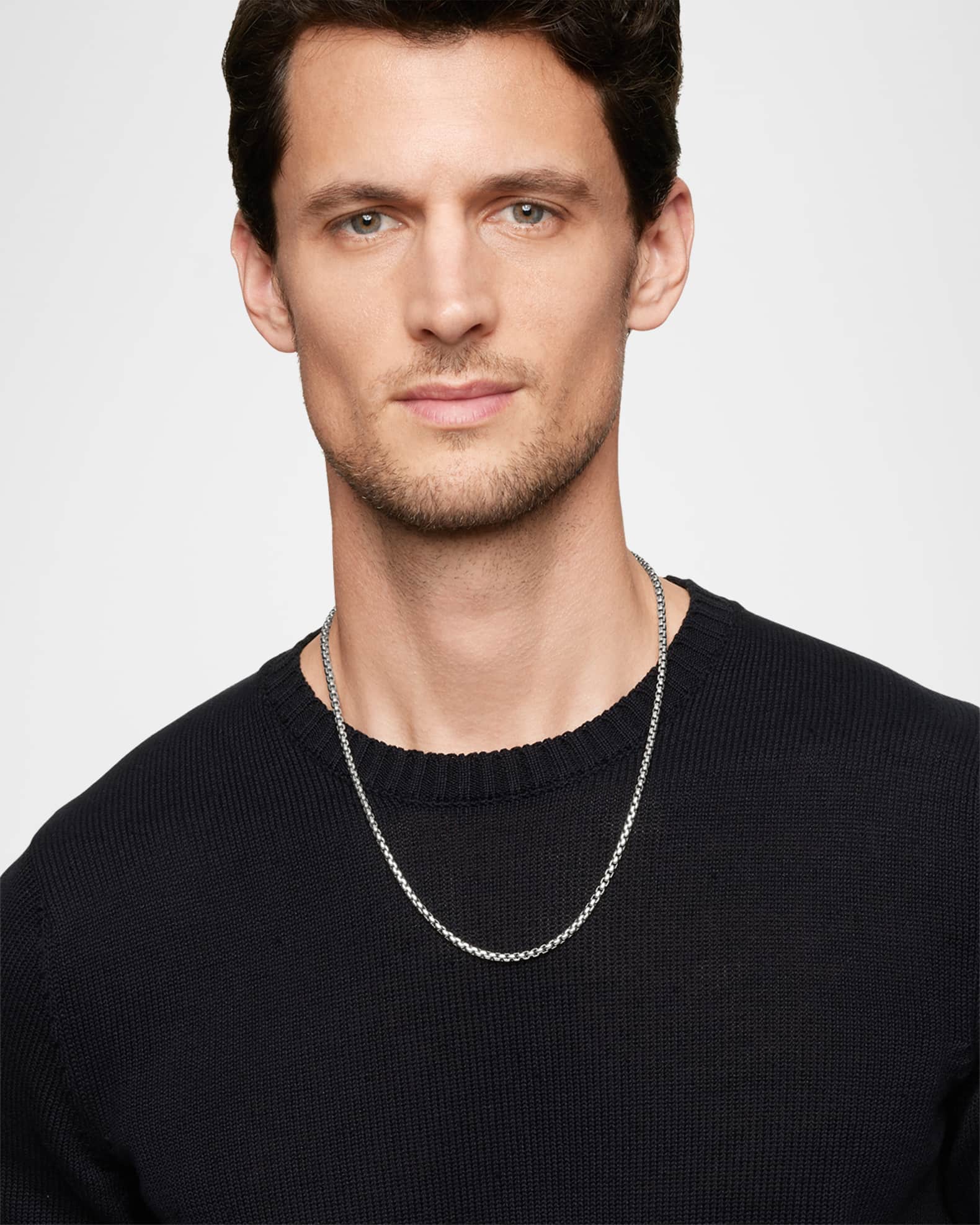 Men's Box Chain Necklace in Silver, 3.6mm, 18"L 1