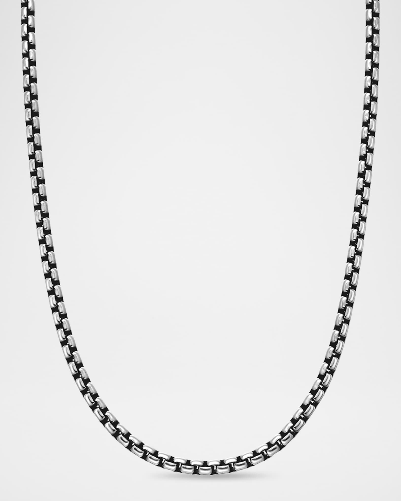 Men's Box Chain Necklace in Silver, 3.6mm, 18"L 0
