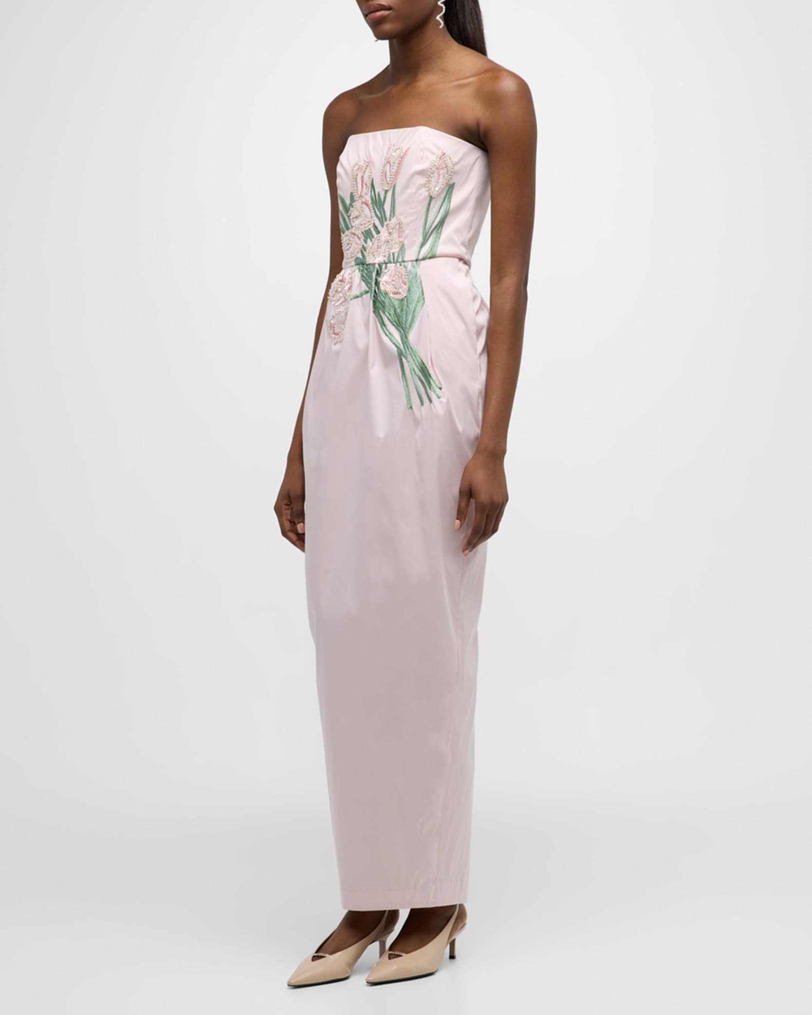 Lena Strapless Embellished Maxi Gown (Greenery) main image 1
