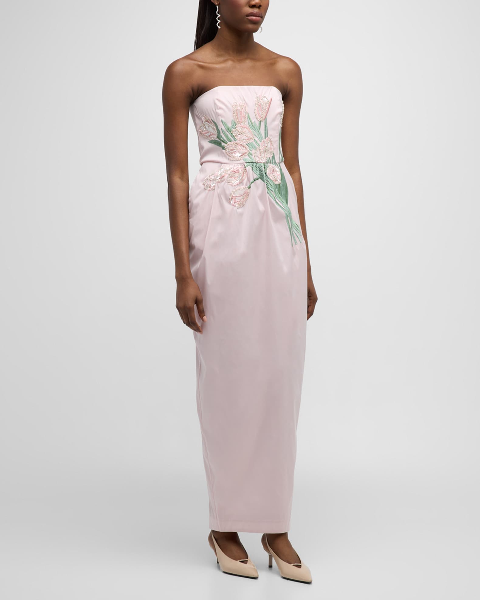 BERNADETTE Lena Sequin Bouquet Embroidered Strapless Maxi Dress ...