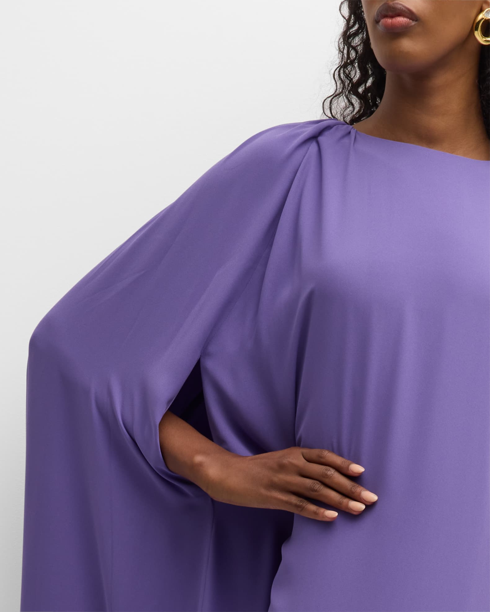 BERNADETTE Marco Short Sleeve Cape Gown Neiman Marcus