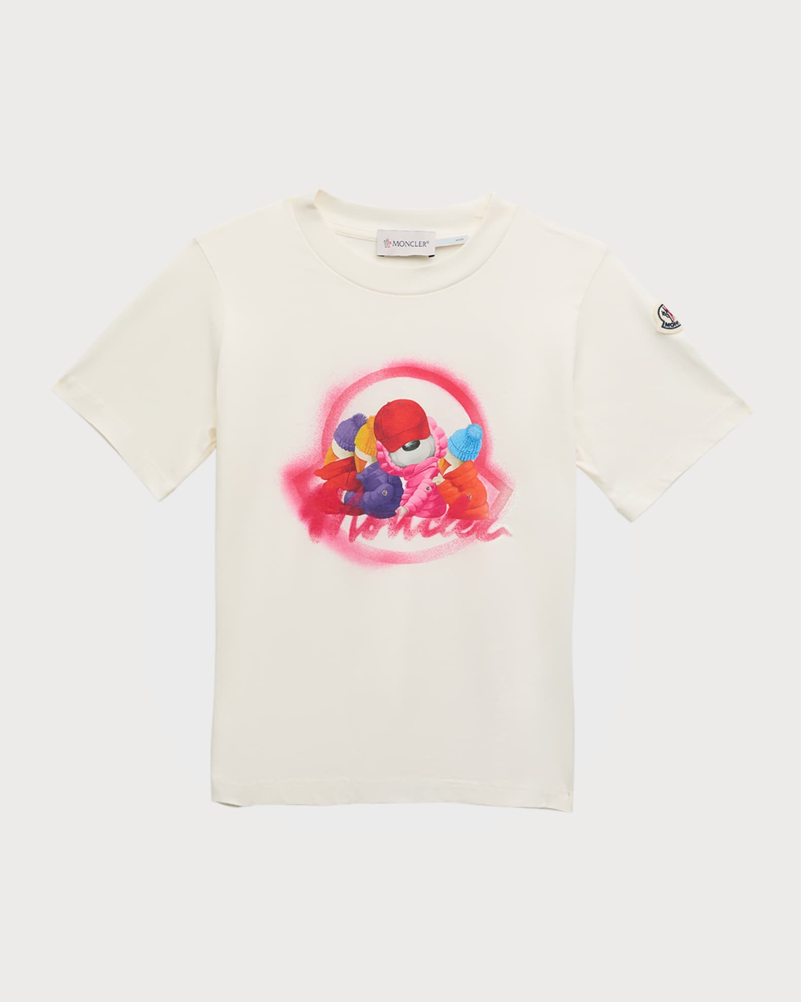 Moncler Girl's Bear Graphic Logo Patch T-Shirt, Size 8-14