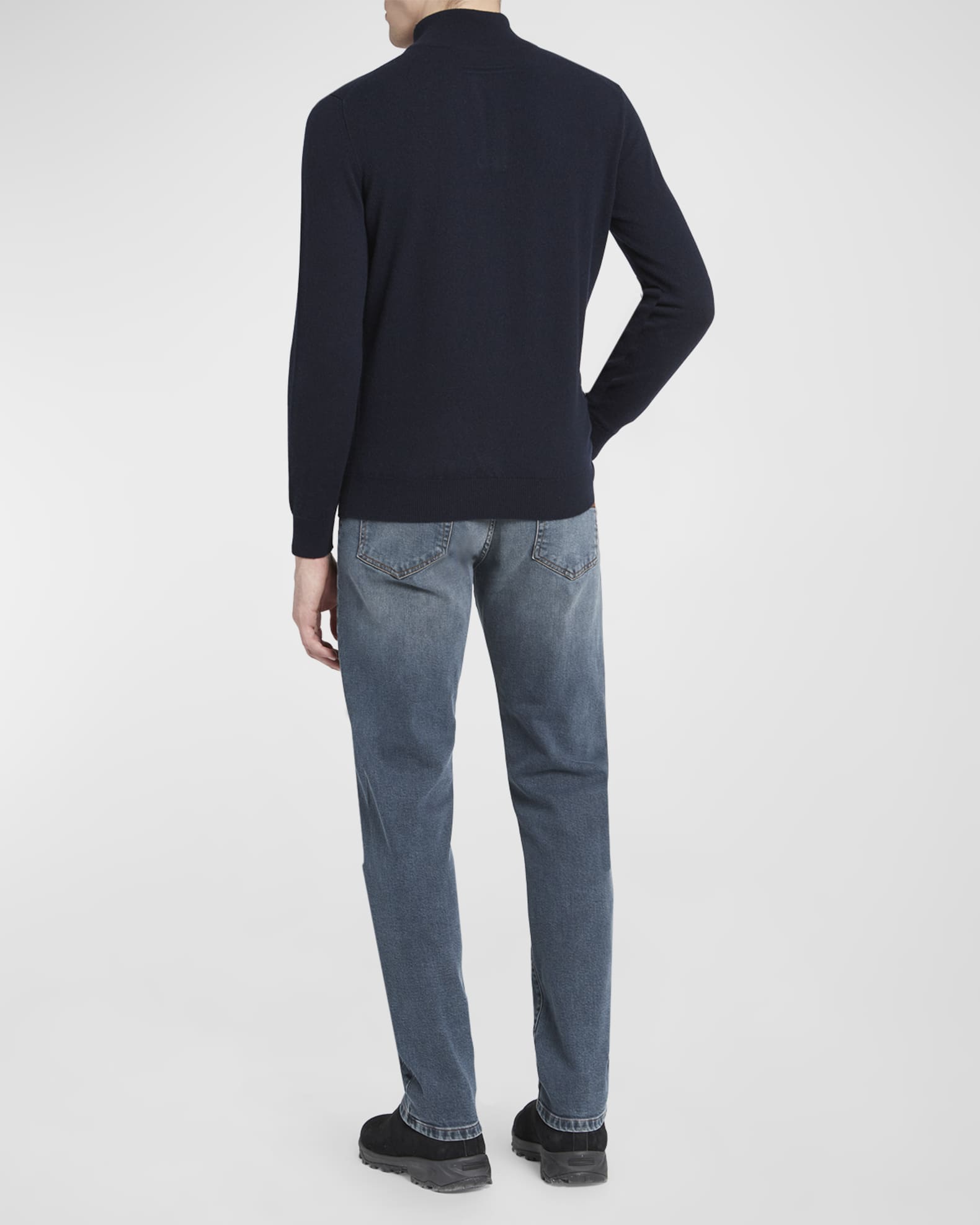 ZEGNA Men's Oasi Cashmere Zip Mock Neck Sweater | Neiman Marcus