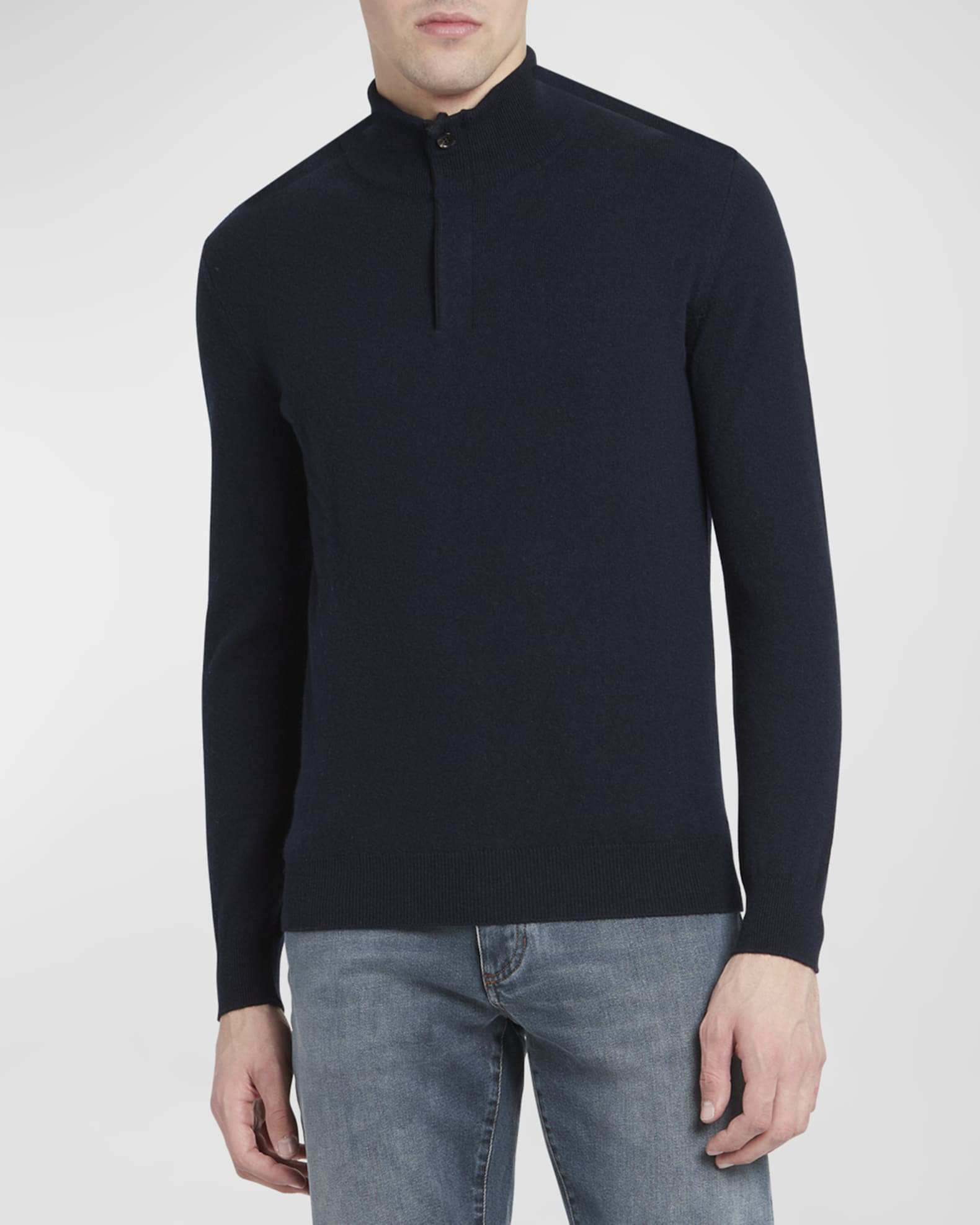 Men's Oasi Cashmere Zip Mock Neck Sweater