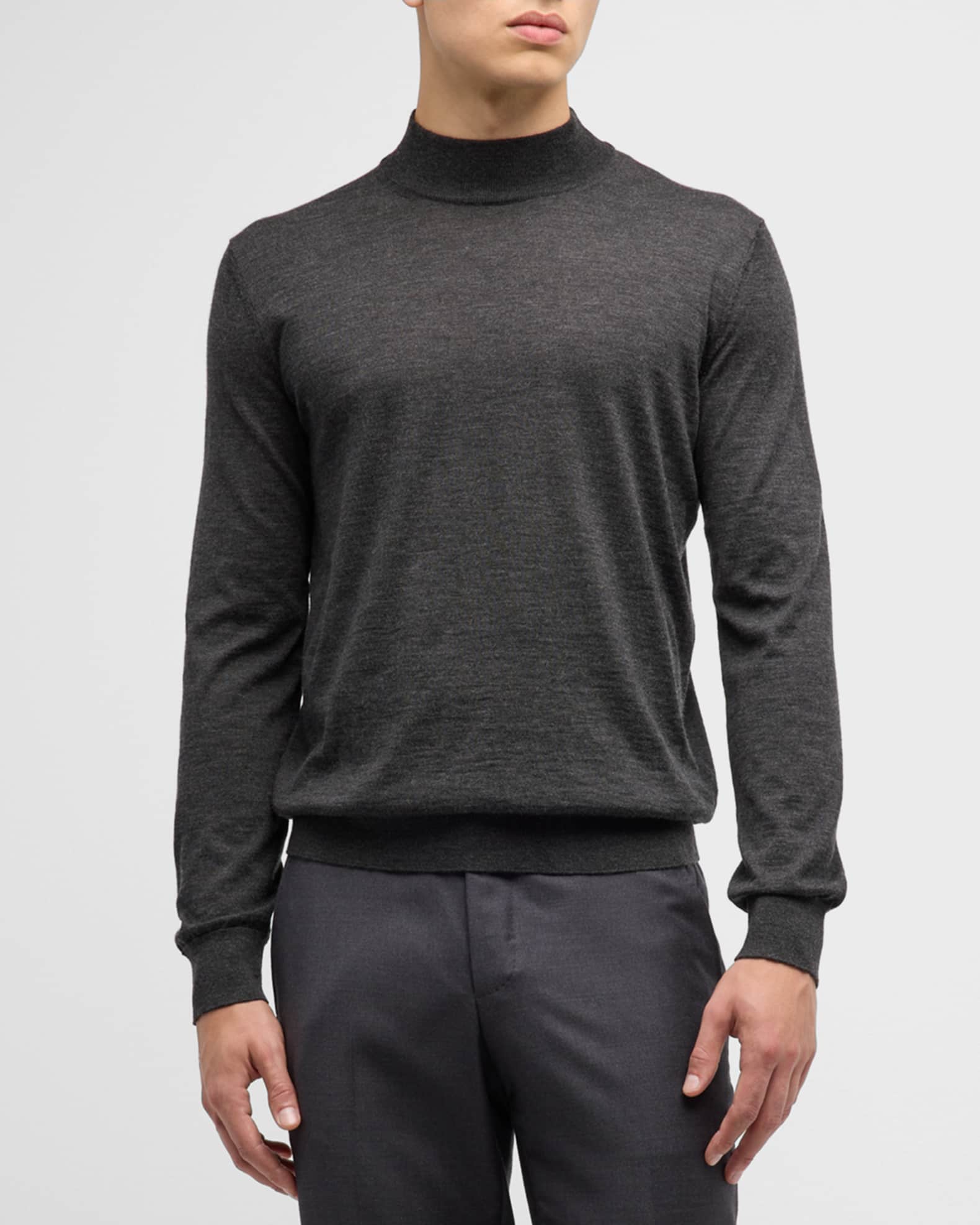 Men's silk blend mock turtleneck outlet