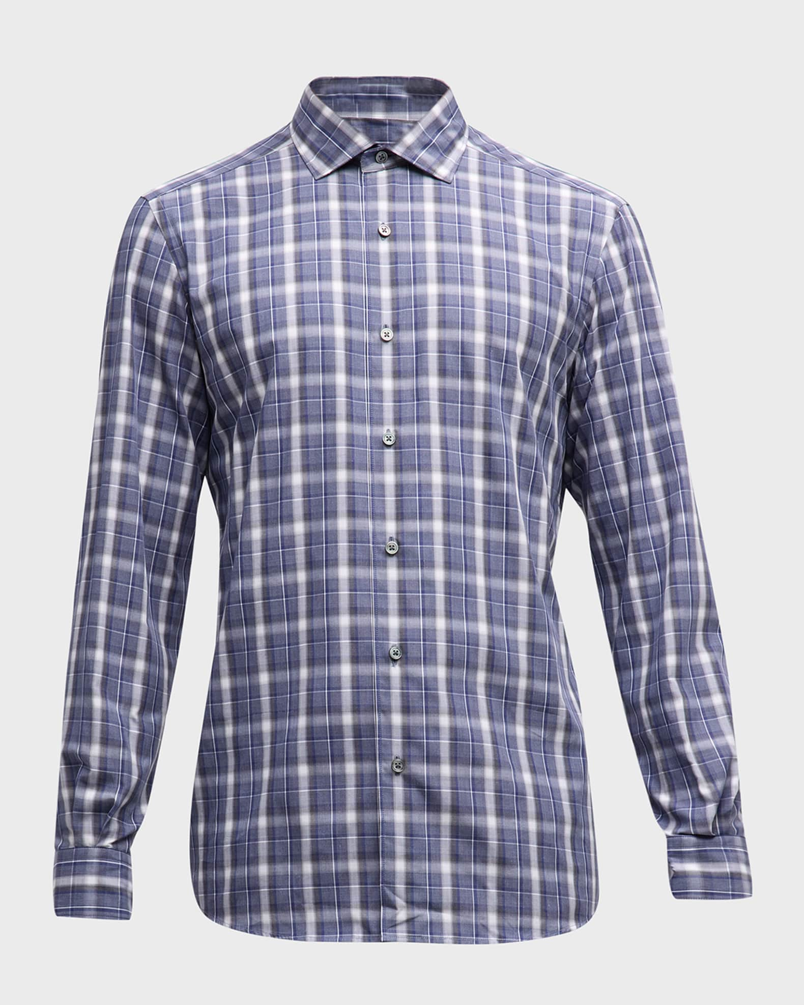 Zegna spread-collar cotton shirt - Blue