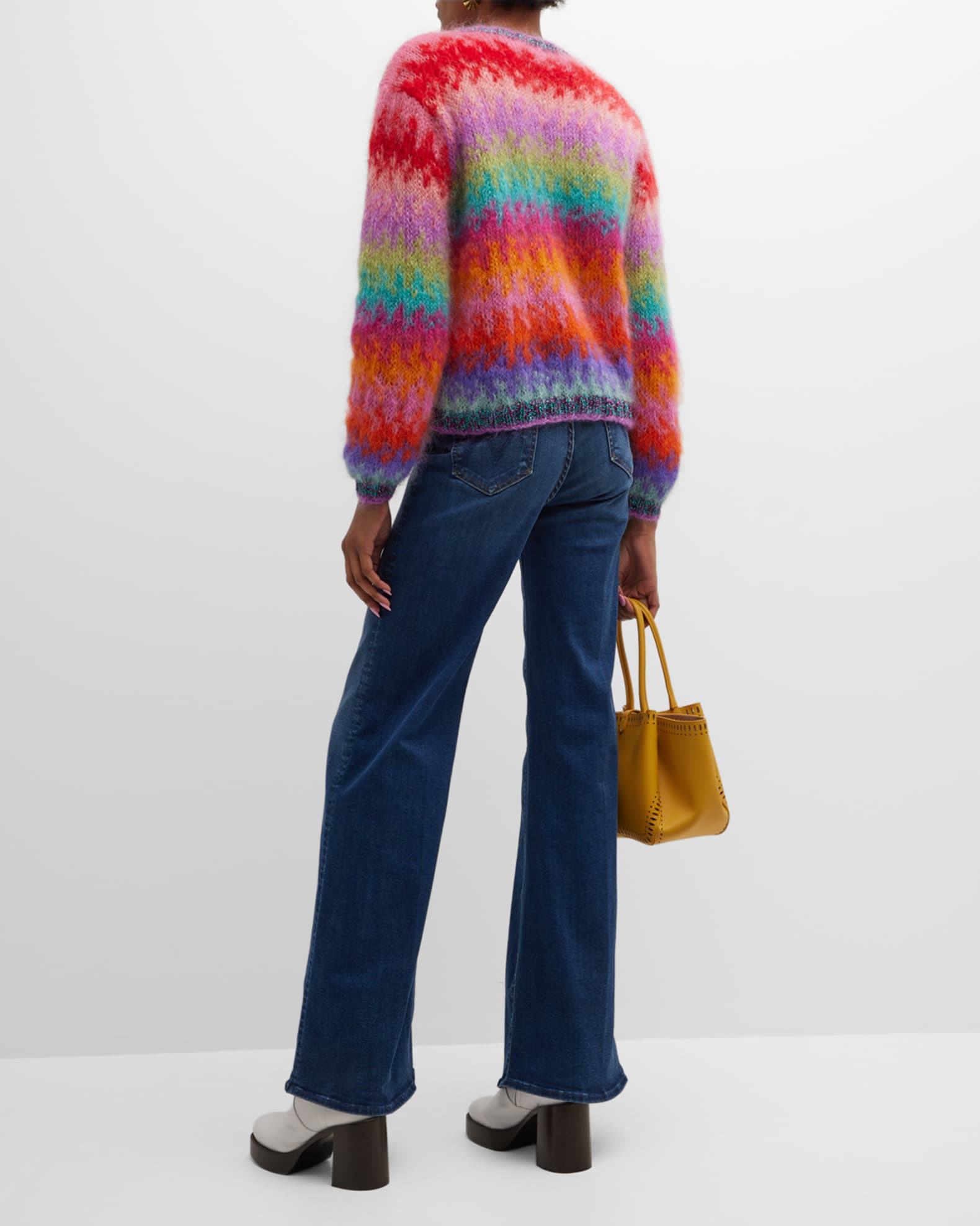 ROSE CARMINE Crewneck Ombre Striped Sweater | Neiman Marcus