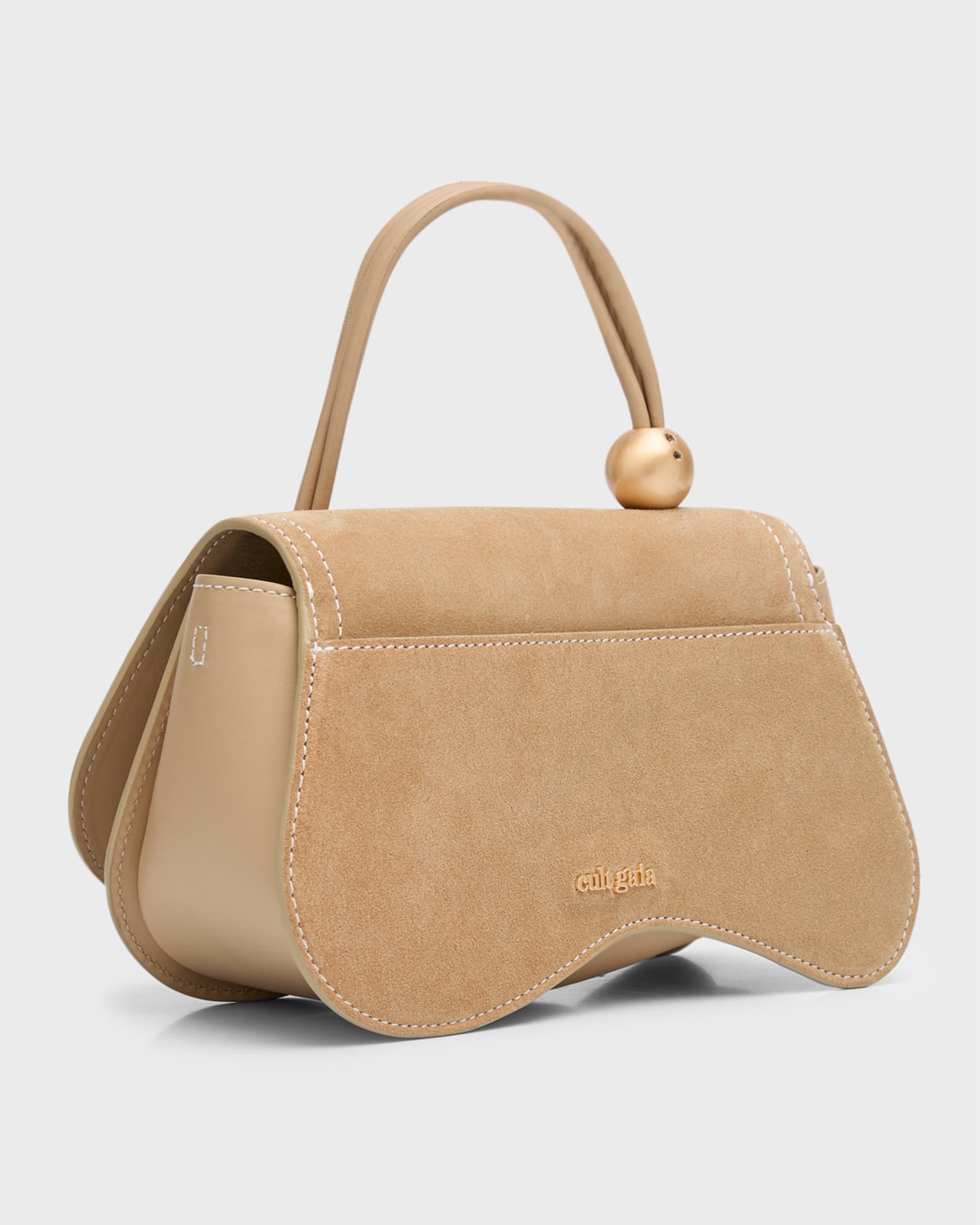 Cult Gaia Kazia Beaded Suede Top-Handle Bag | Neiman Marcus