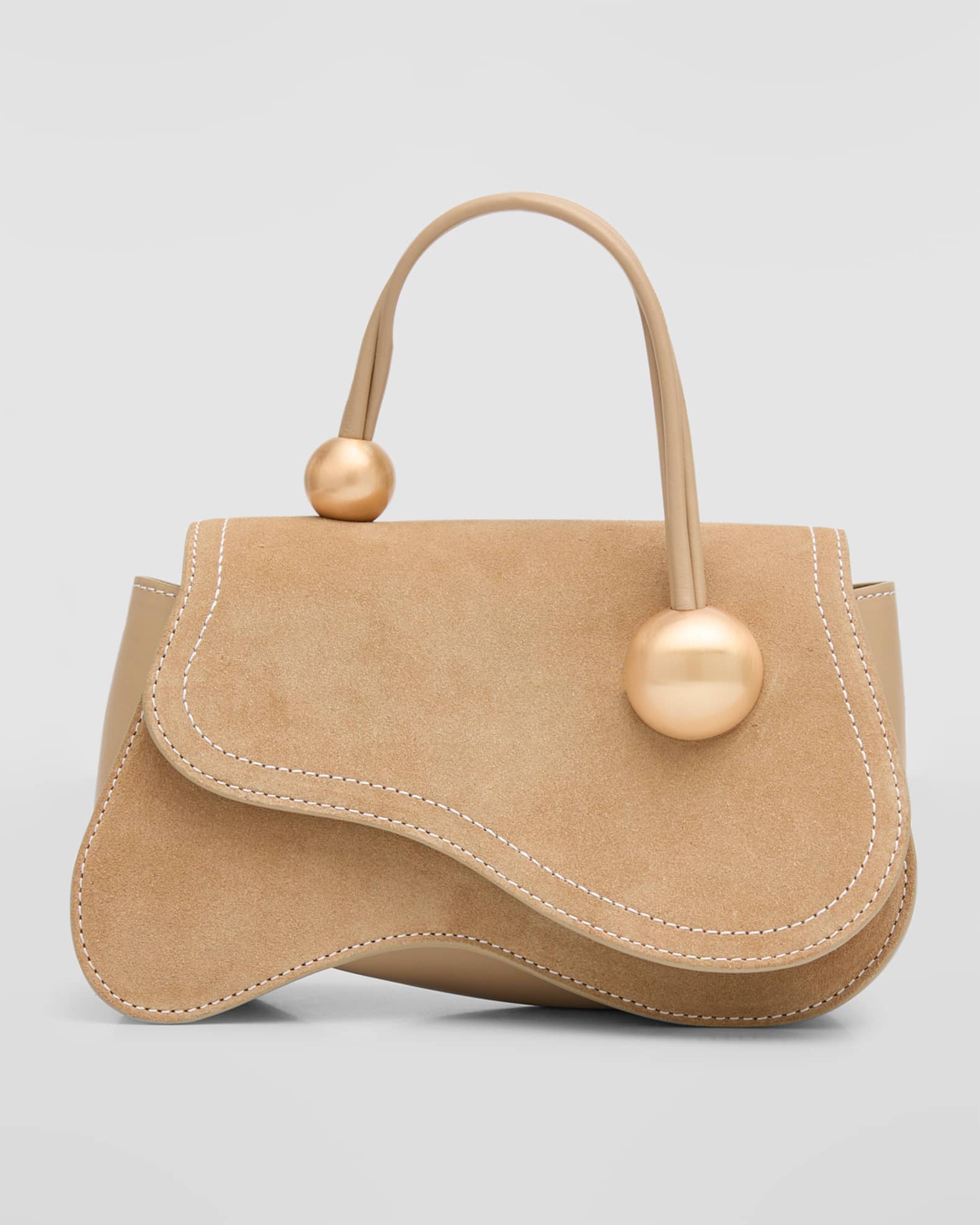 Kazia Beaded Suede Top-Handle Bag 0