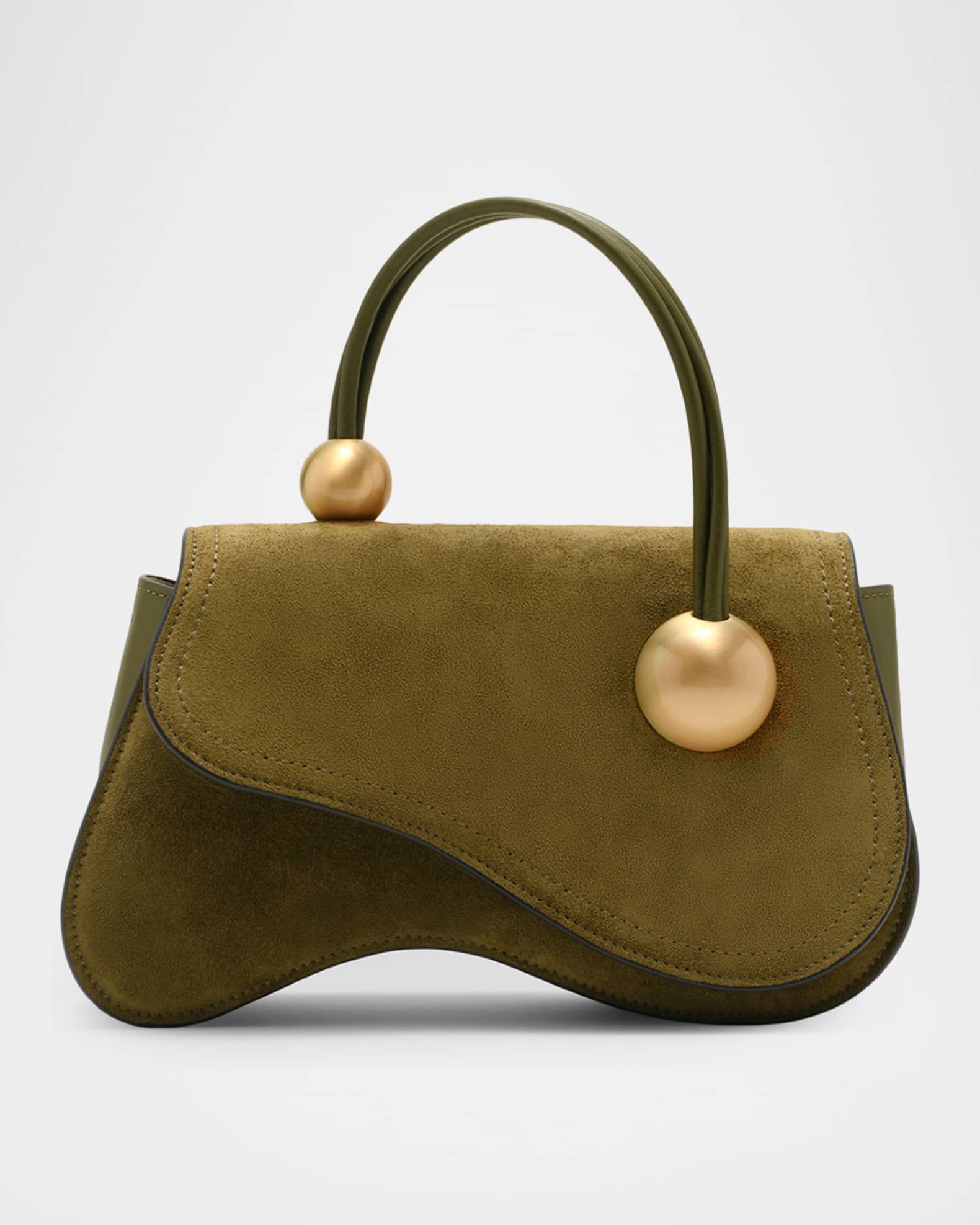 Cult Gaia Kazia Beaded Suede Top-Handle Bag | Neiman Marcus