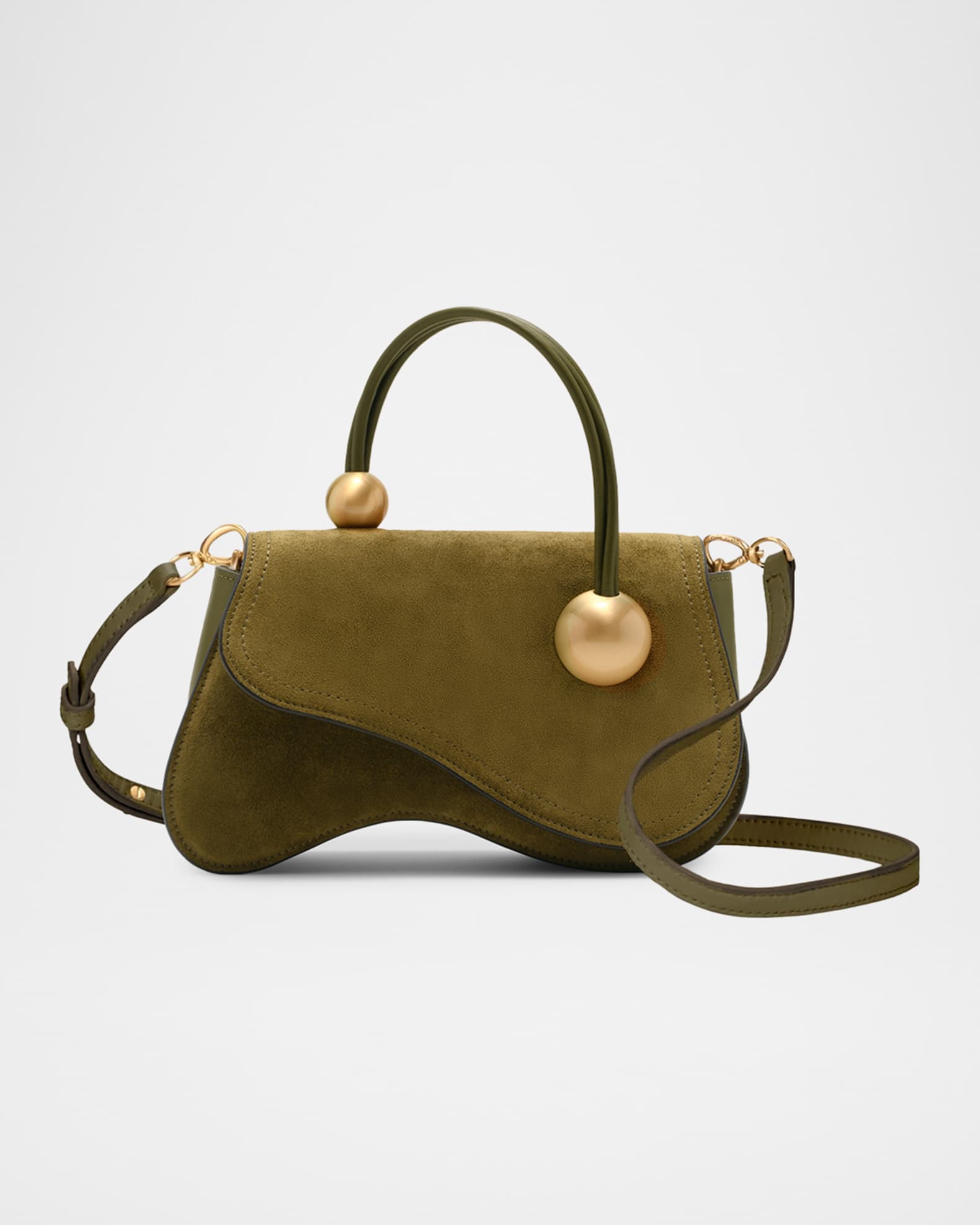 Cult Gaia Kazia Beaded Suede Top-Handle Bag | Neiman Marcus