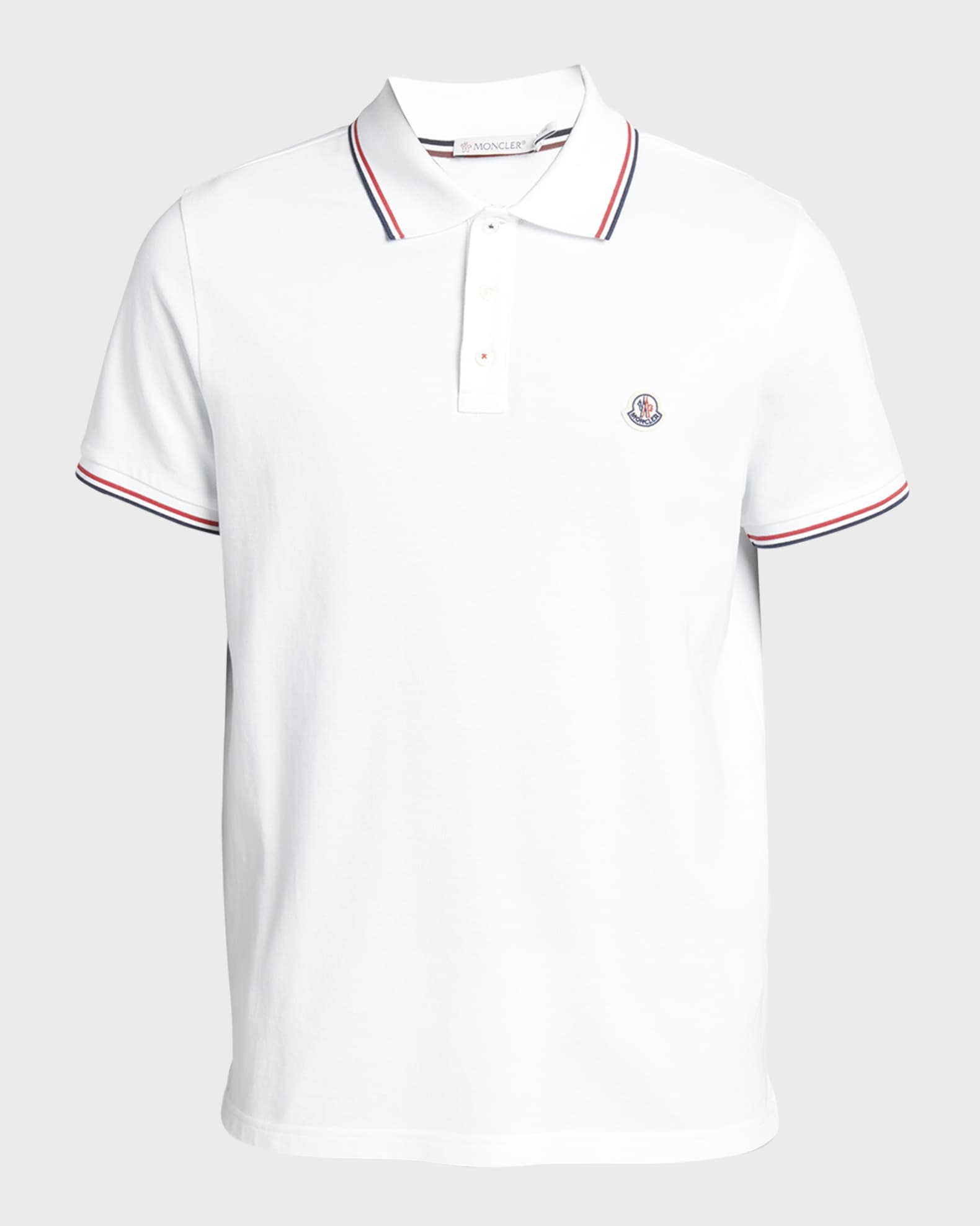 Moncler Men's Classic Flag-Trim Polo Shirt | Neiman Marcus