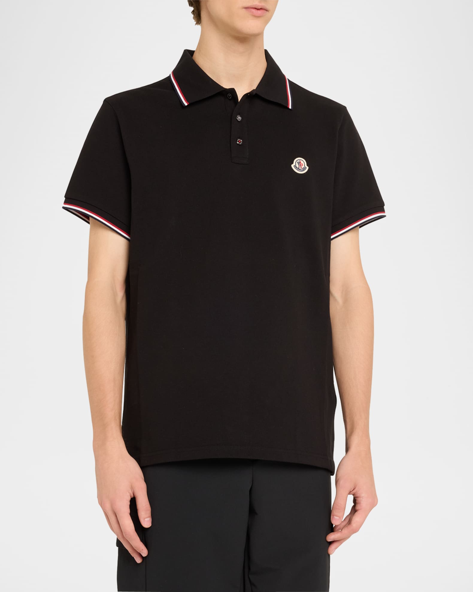 MONGLER® L メンズ Moncler Men's Classic Flag-Trim Polo Shirt | Neiman Marcus
