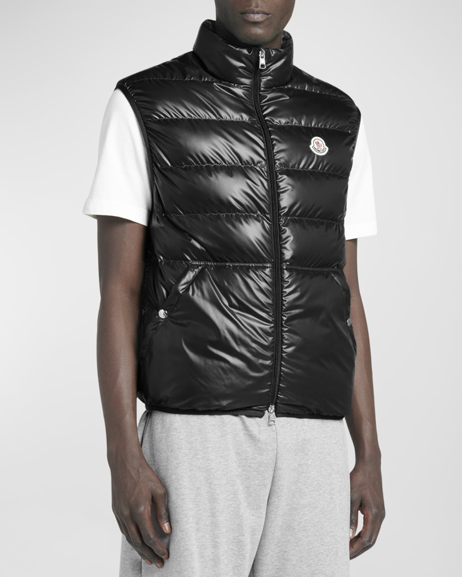 Moncler Men s Aube Down Nylon Zip Vest Neiman Marcus