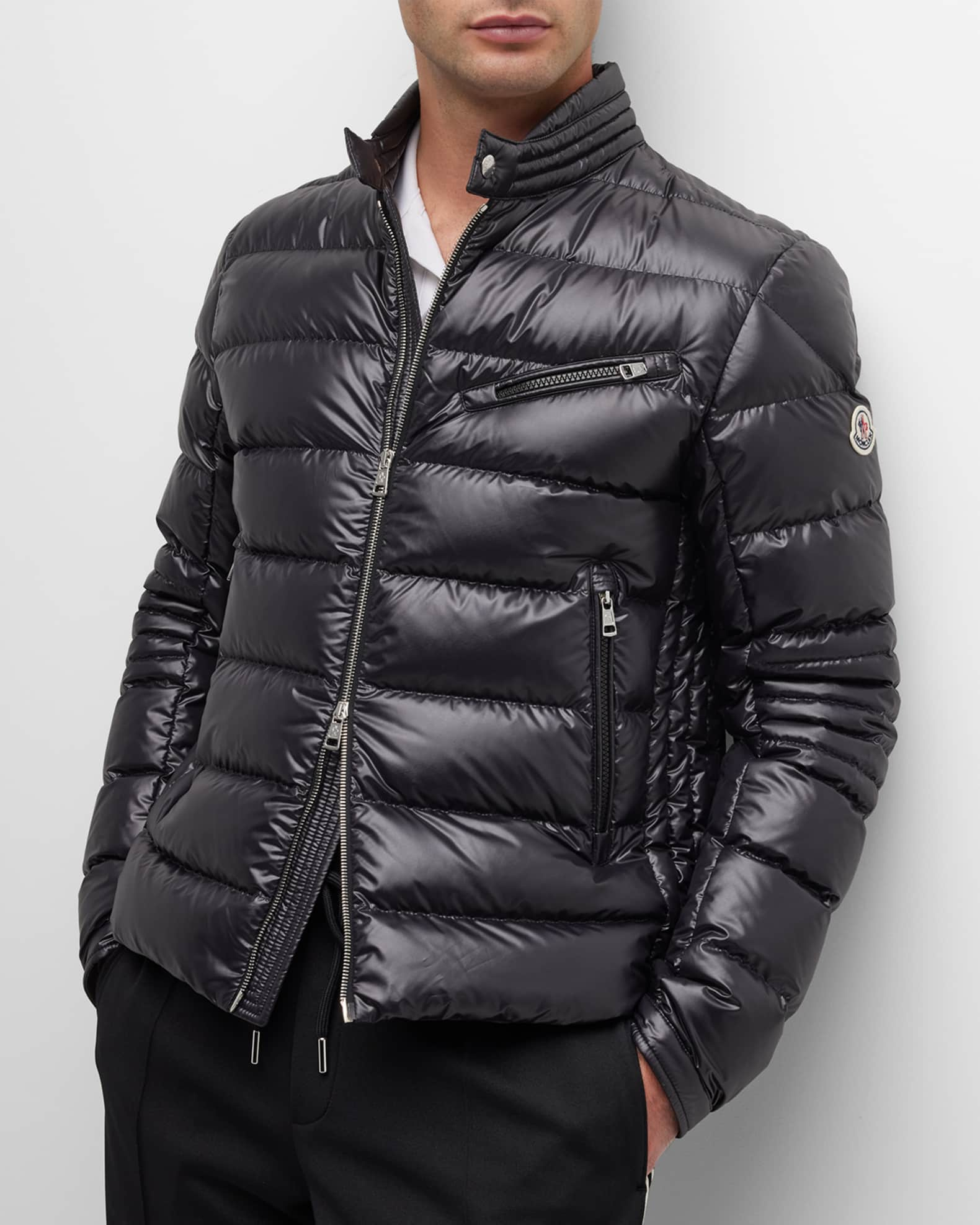 Moncler Men's Authie Quilted Biker Jacket | Neiman Marcus